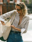 The Boyfriend Contrast: Fine Poplin, Latte Stripe