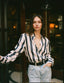 The Boyfriend Exaggerated Cuff: TENCEL™ Lyocell, Navy & Burgundy Wide Stripe
