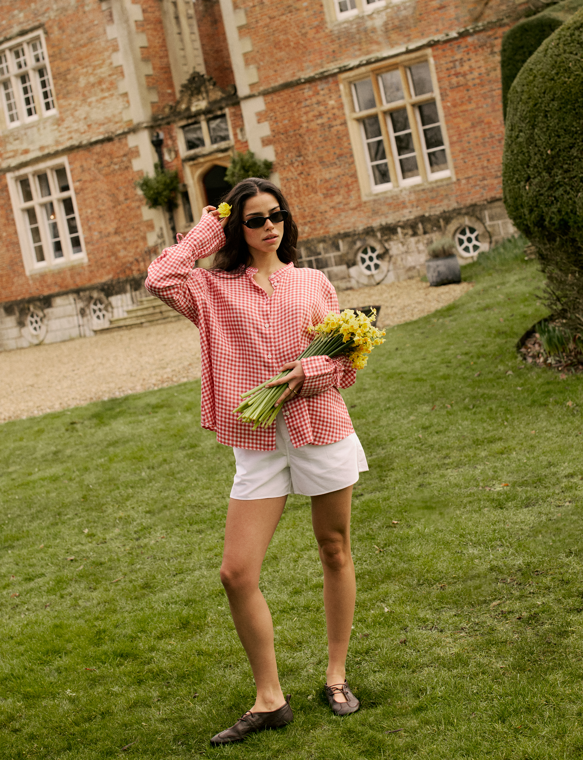 Rye Blouse: Linen, Post Box Red Gingham Main image