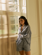 The Set: Linen Navy Blue Gingham Shirt & Boxer
