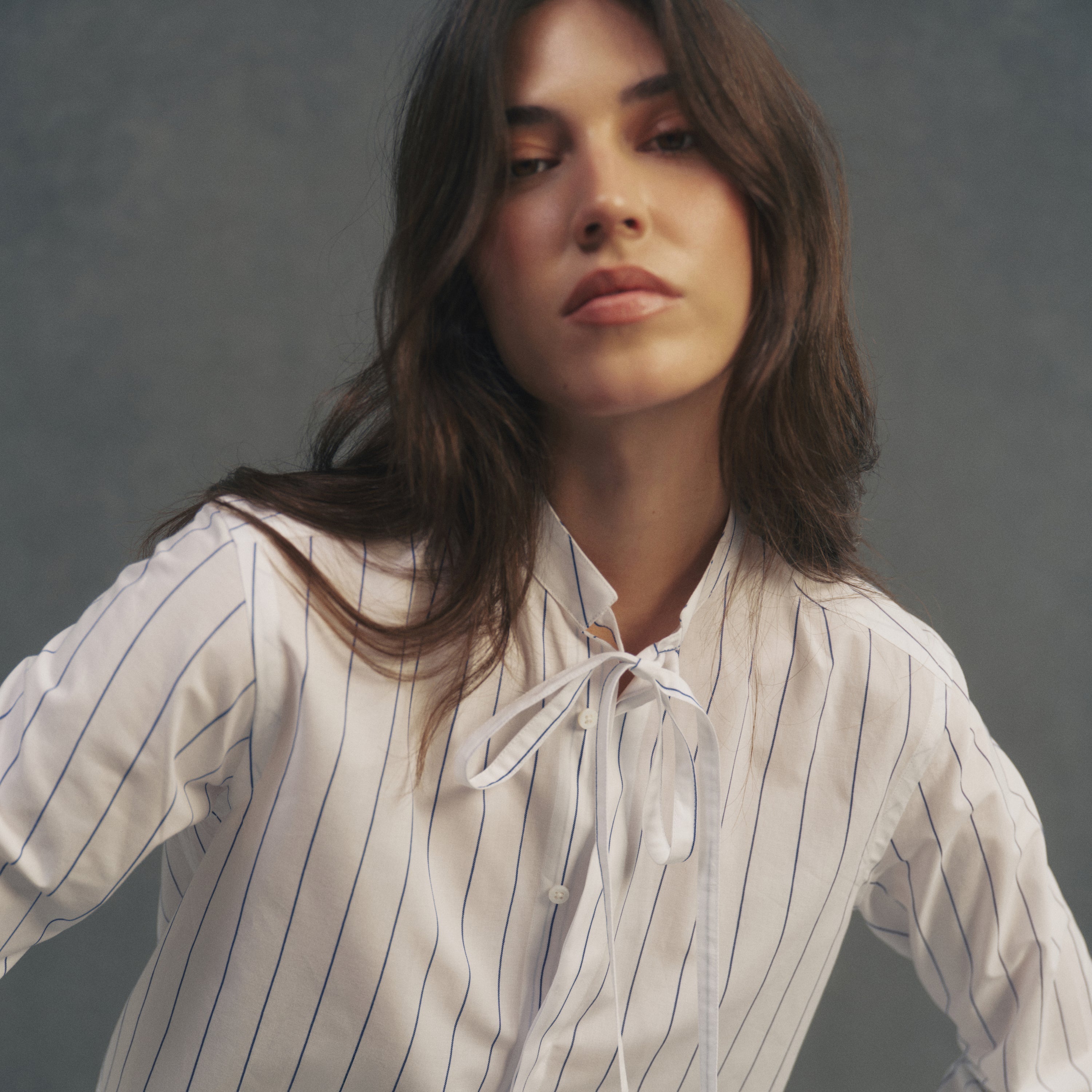 The Boyfriend Bow Tie: Fine Poplin, Blue and White Stripe Main image