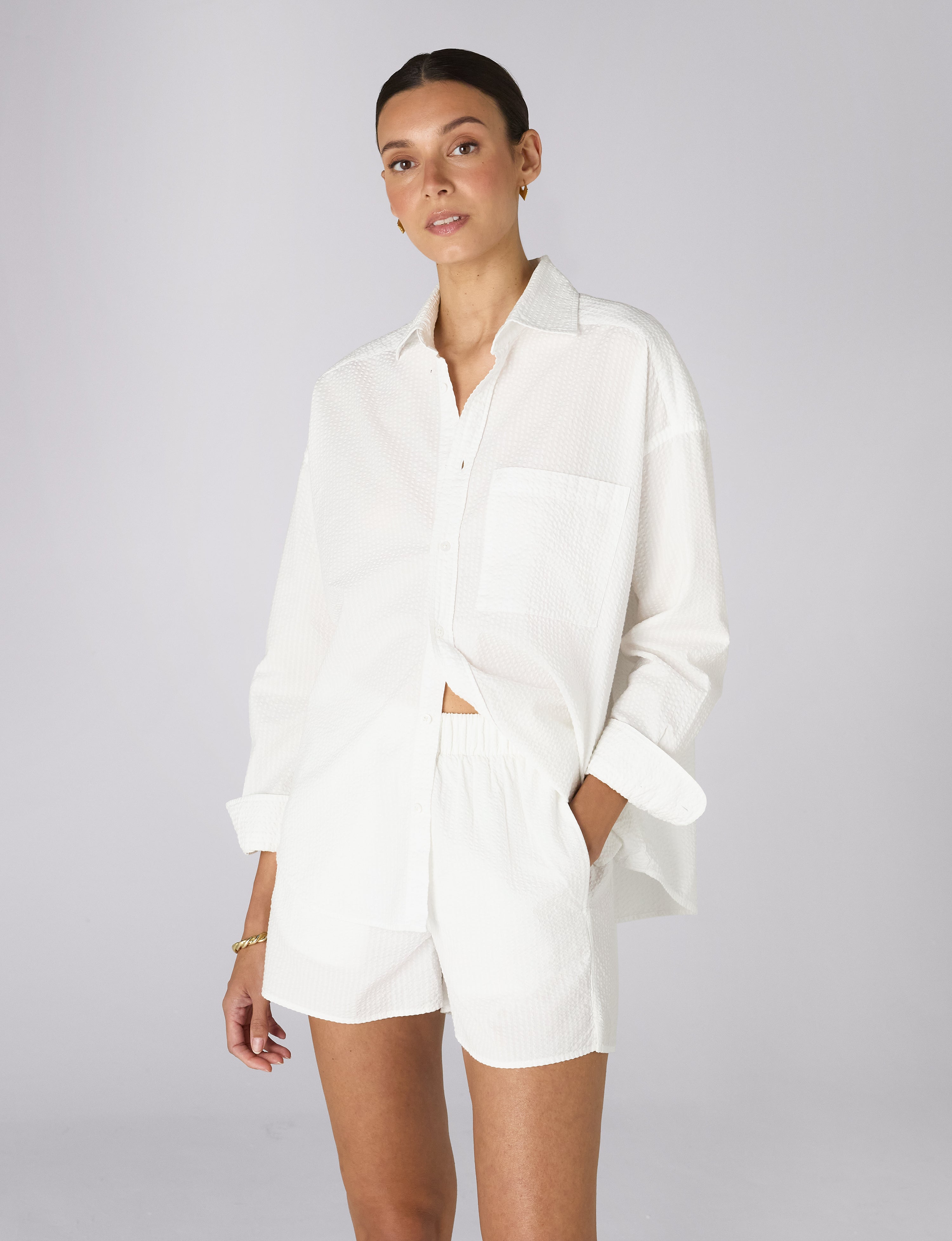 The Set: Seersucker White Shirt & Boxer Main image
