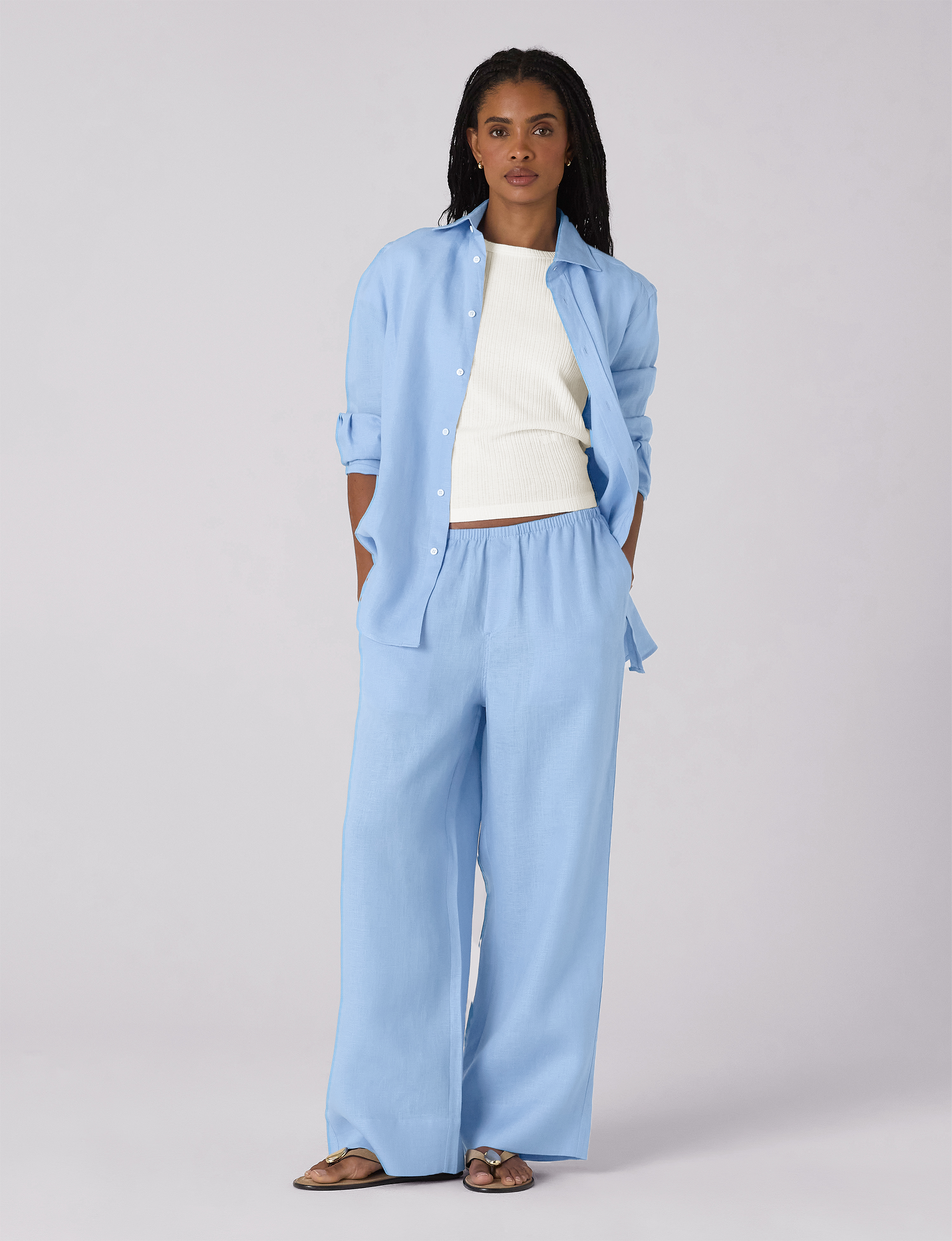 Bay Trouser: Linen, Cornflower Blue Secondary image