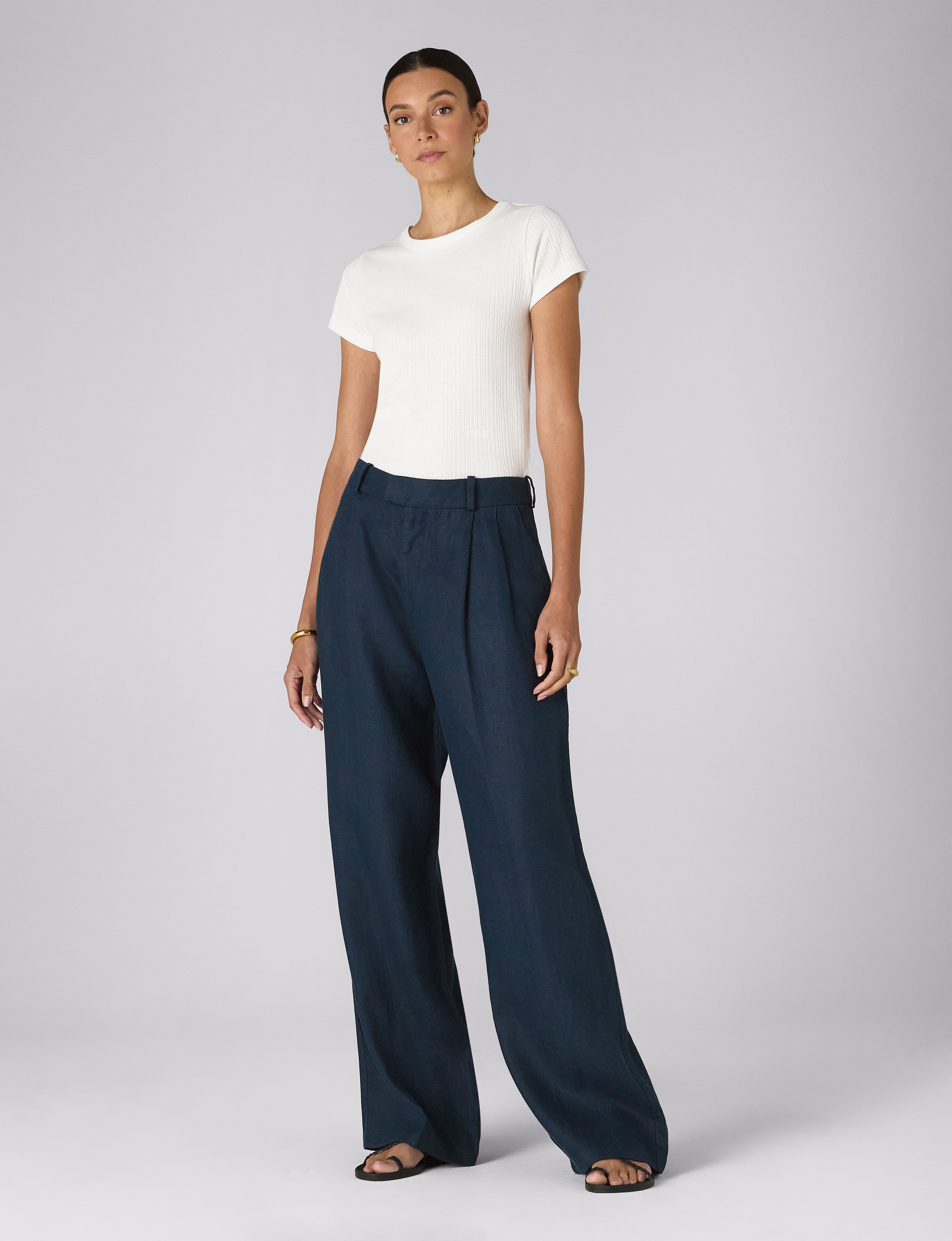 Rampling Trouser: Linen, Navy Main image