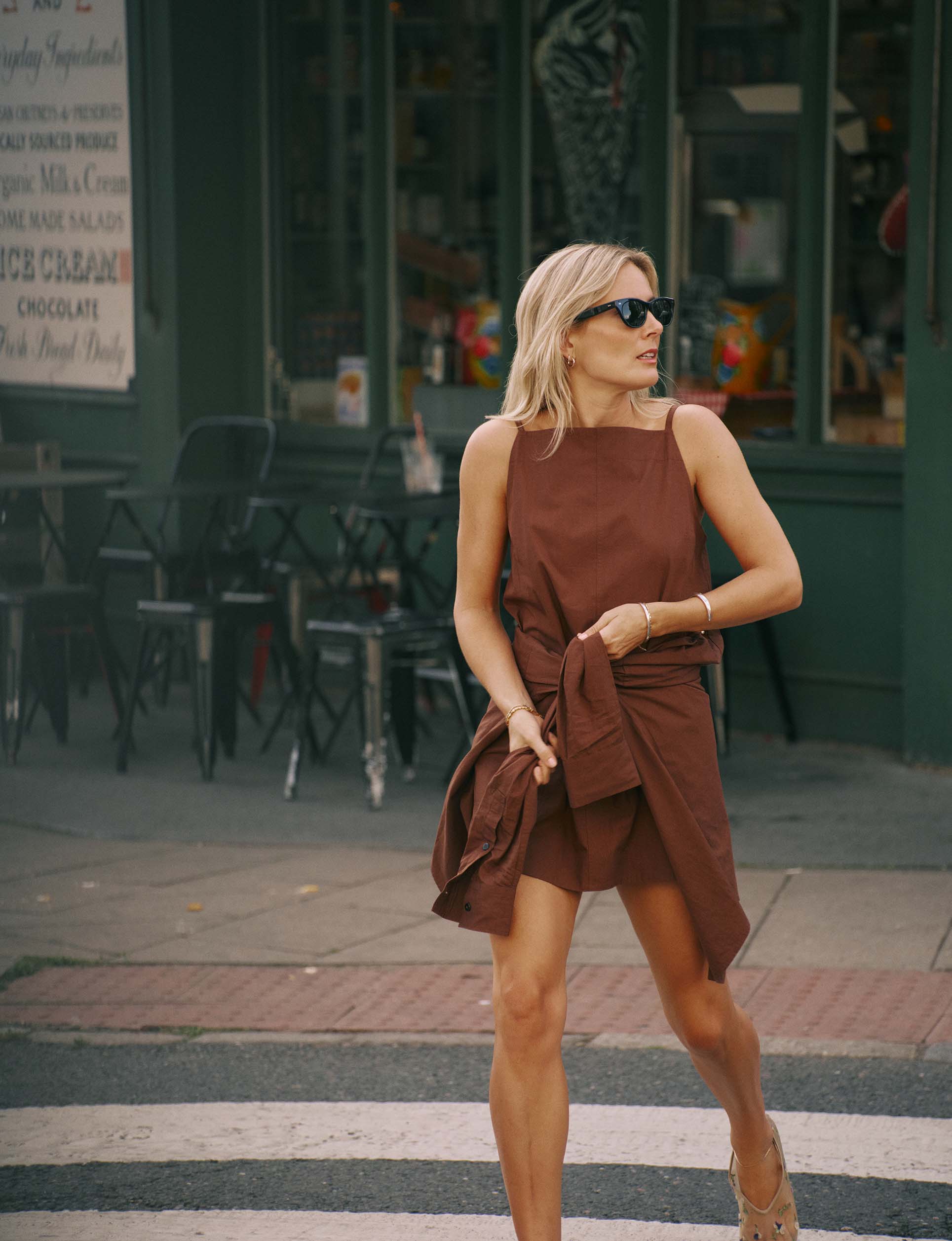Andros Dress: Fine Poplin, Mocha x Lucy Williams Main image