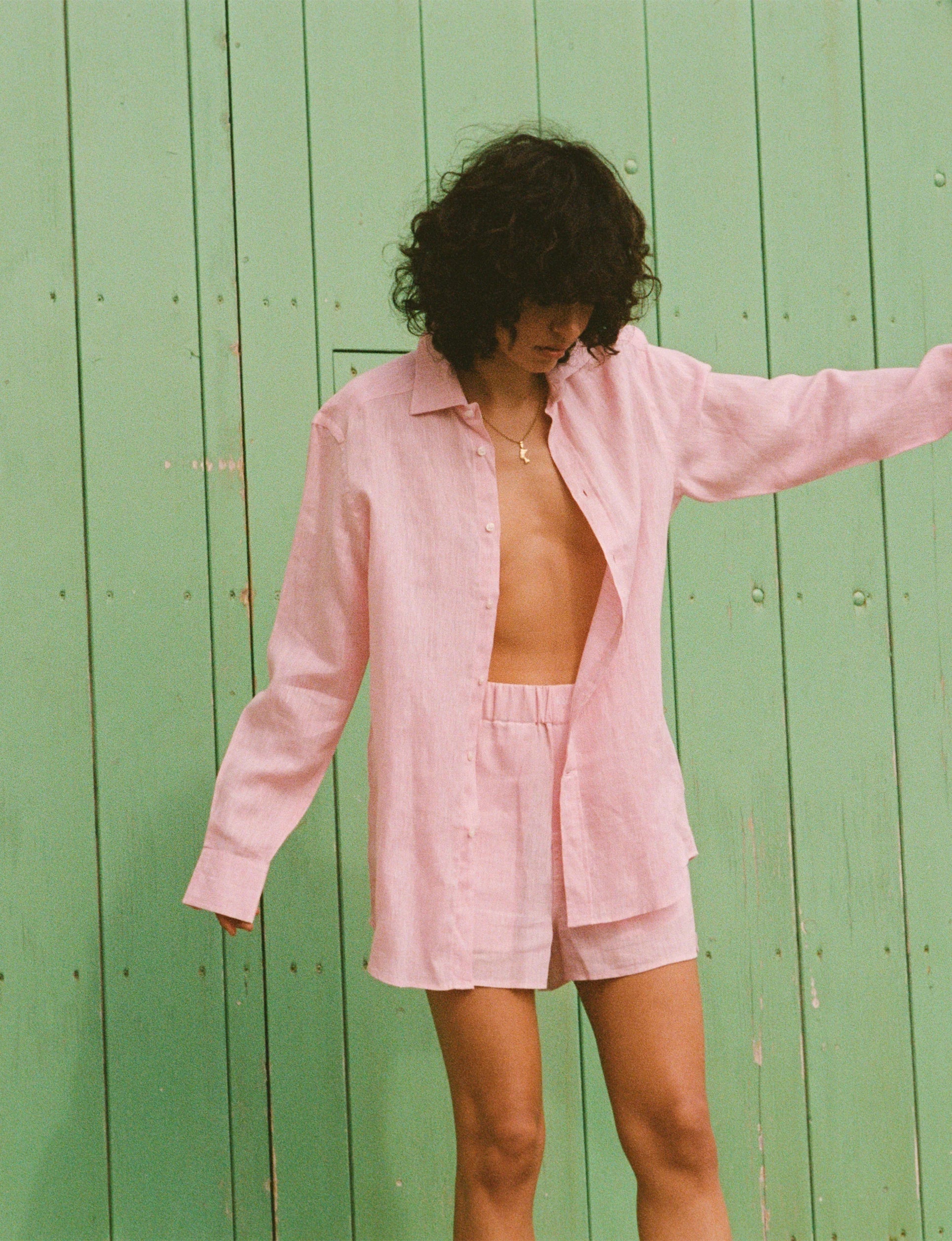 The Boyfriend: Linen, Grapefruit Pink Main image