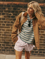 Katergo Top: Cotton Jersey, Icy Blue and Ecru Stripe x Lucy Williams