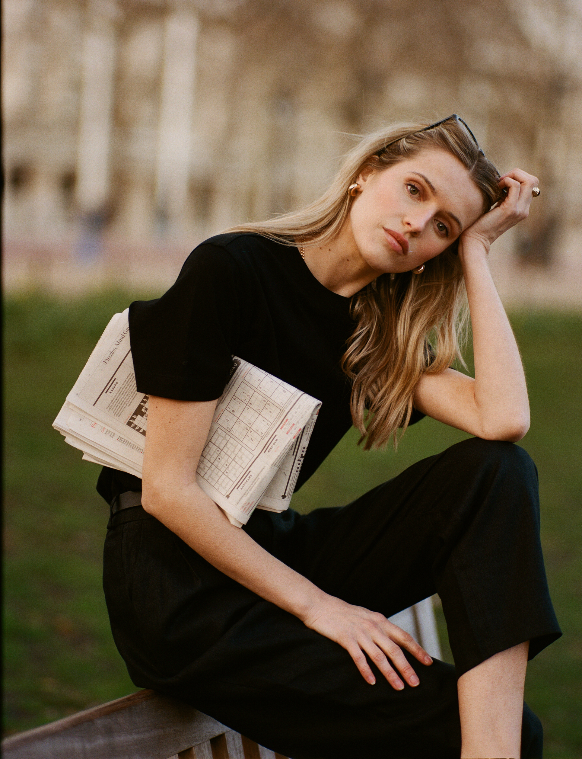 Christy Tapered Trouser: Linen, Black Main image