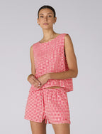 The Set: Linen Jackie Top & Court Short, Post Box Red Gingham
