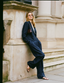 Belgravia Cropped Blazer: Linen, Navy Blue