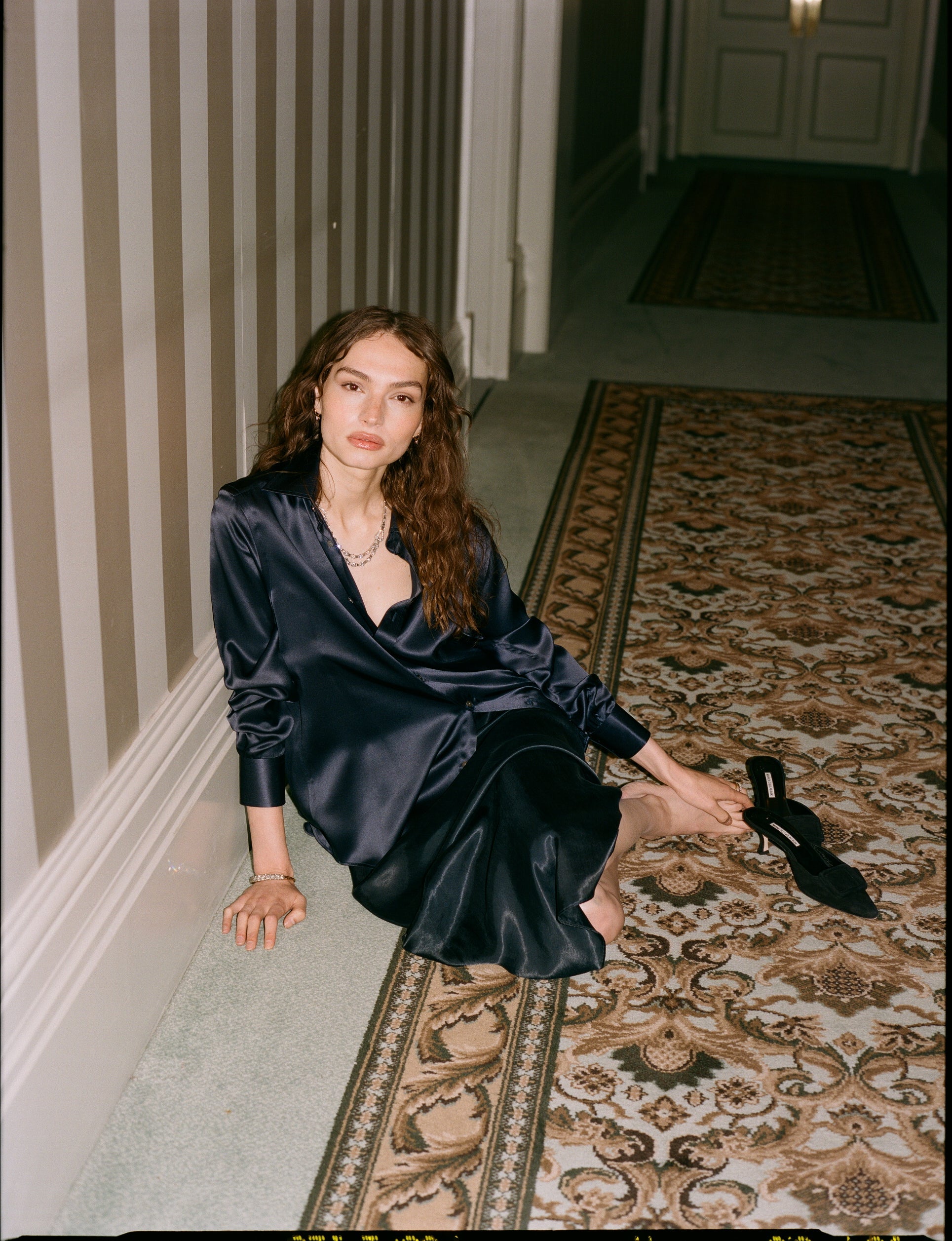 The Boyfriend: Silk Satin, Navy Main image