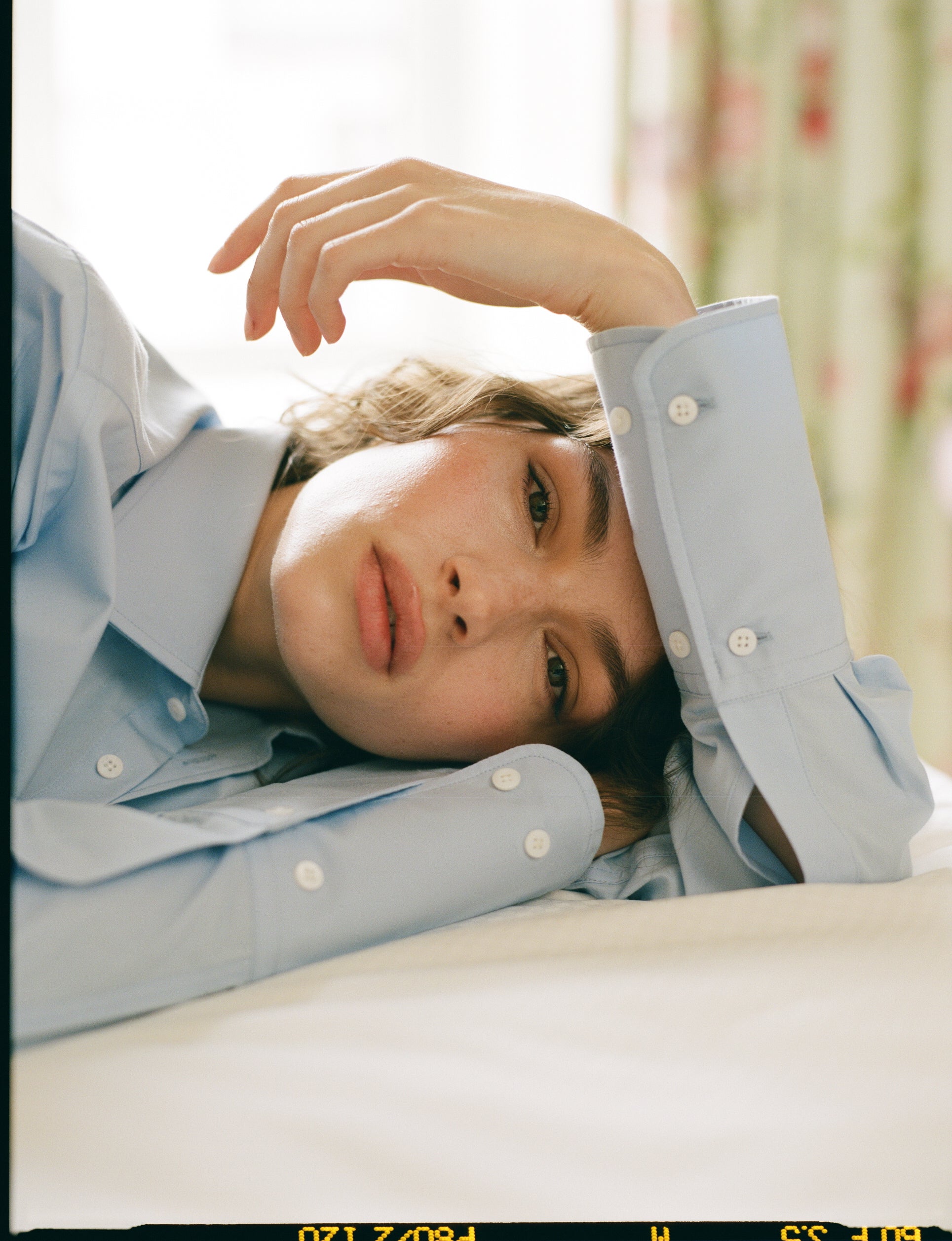 The Boyfriend Exaggerated Cuff: Fine Poplin, Sky Blue Main image