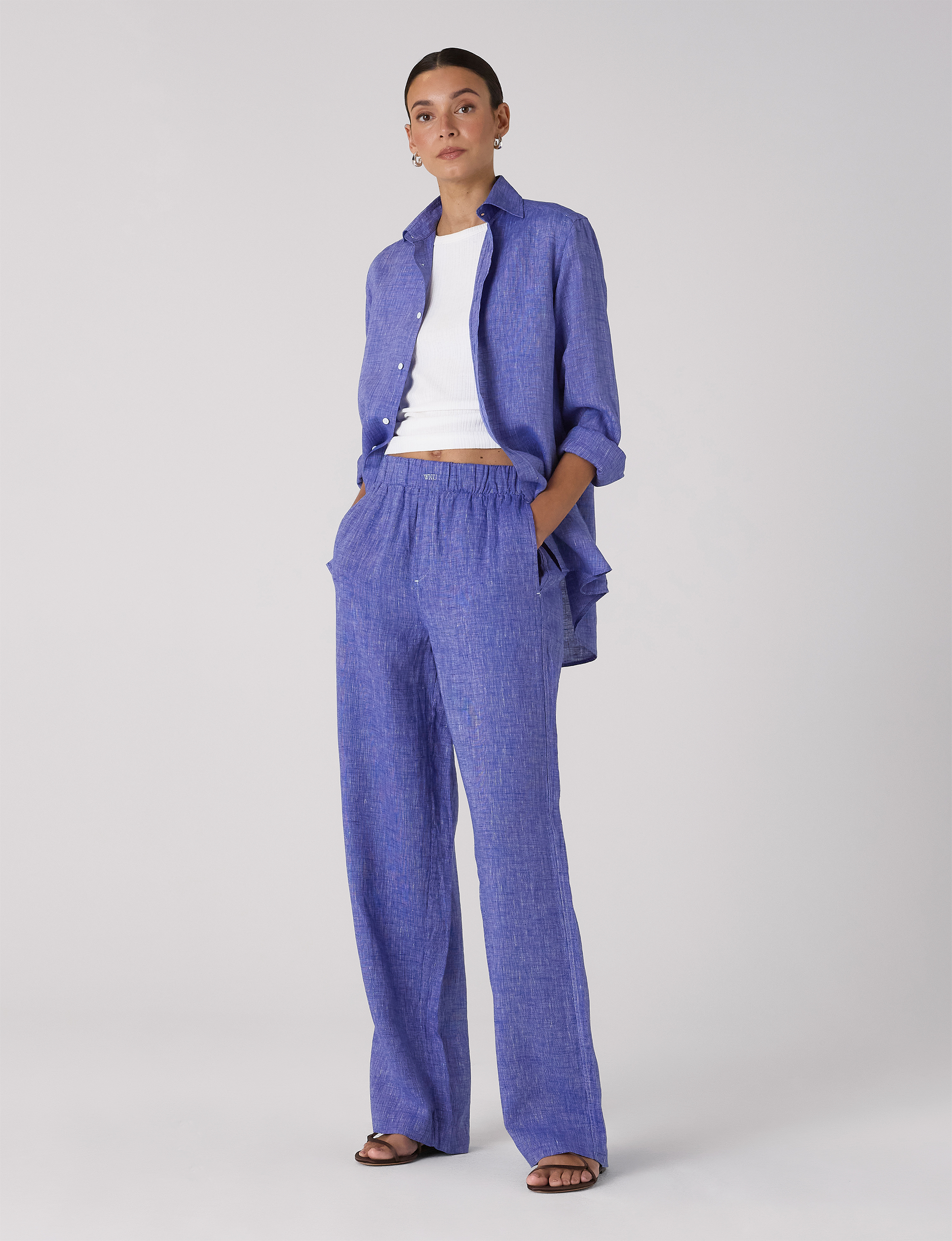 The Set: Linen Lapis Shirt & Palazzo Main image