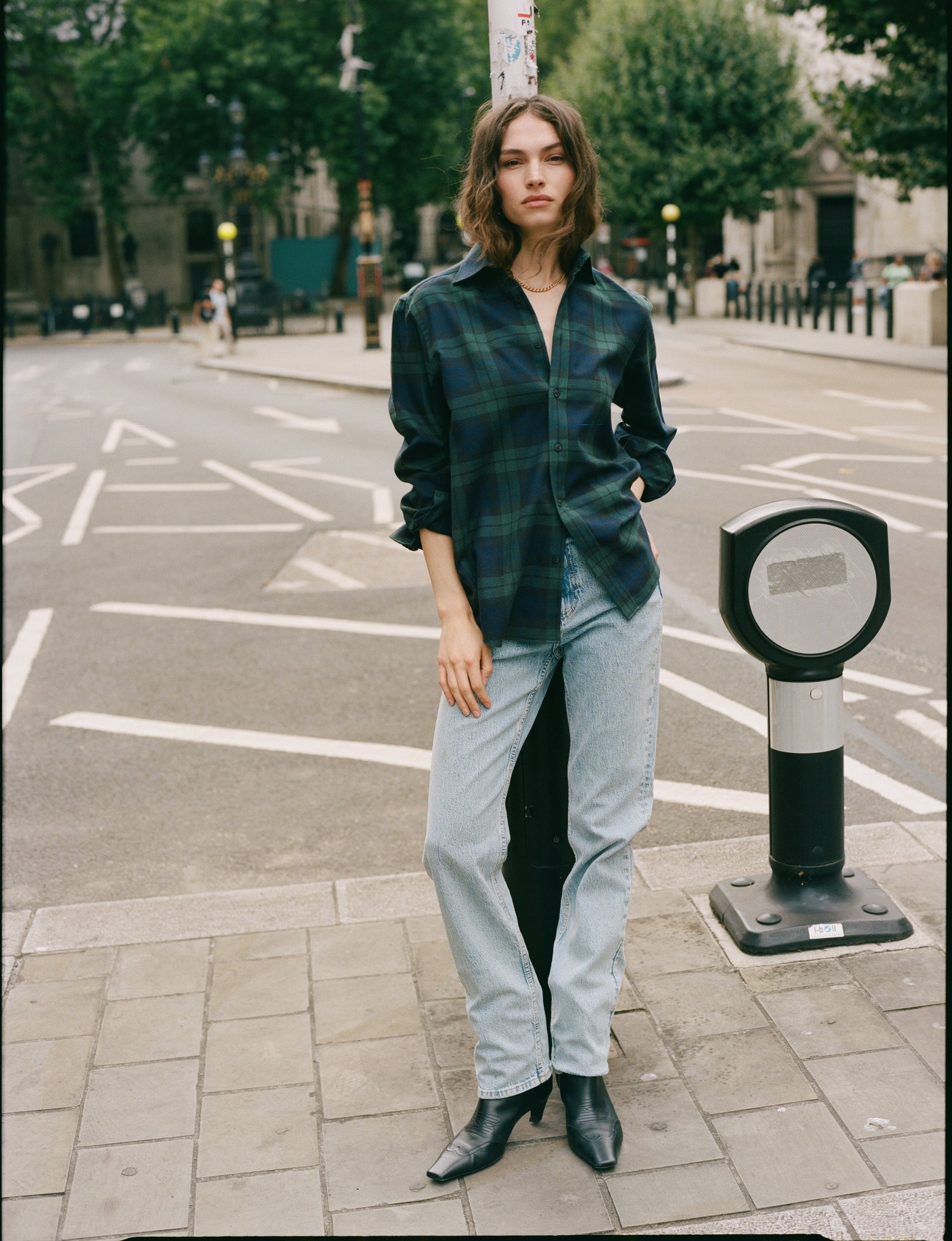 The Boyfriend: Fine Brushed, Heritage Green Check Main image