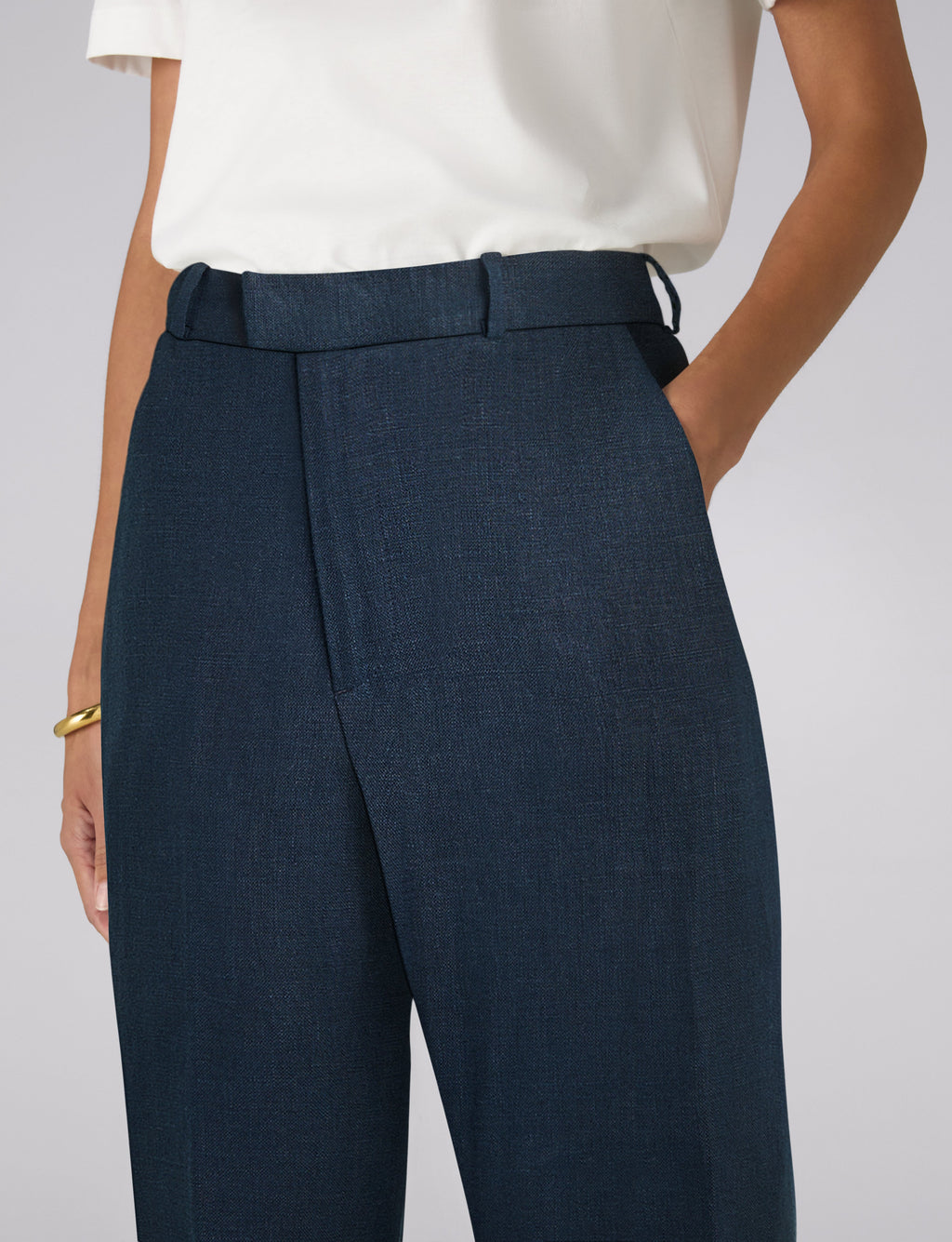 Regent Cigarette Trouser: Linen, Navy Blue