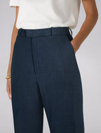 Regent Cigarette Trouser: Linen, Navy Blue