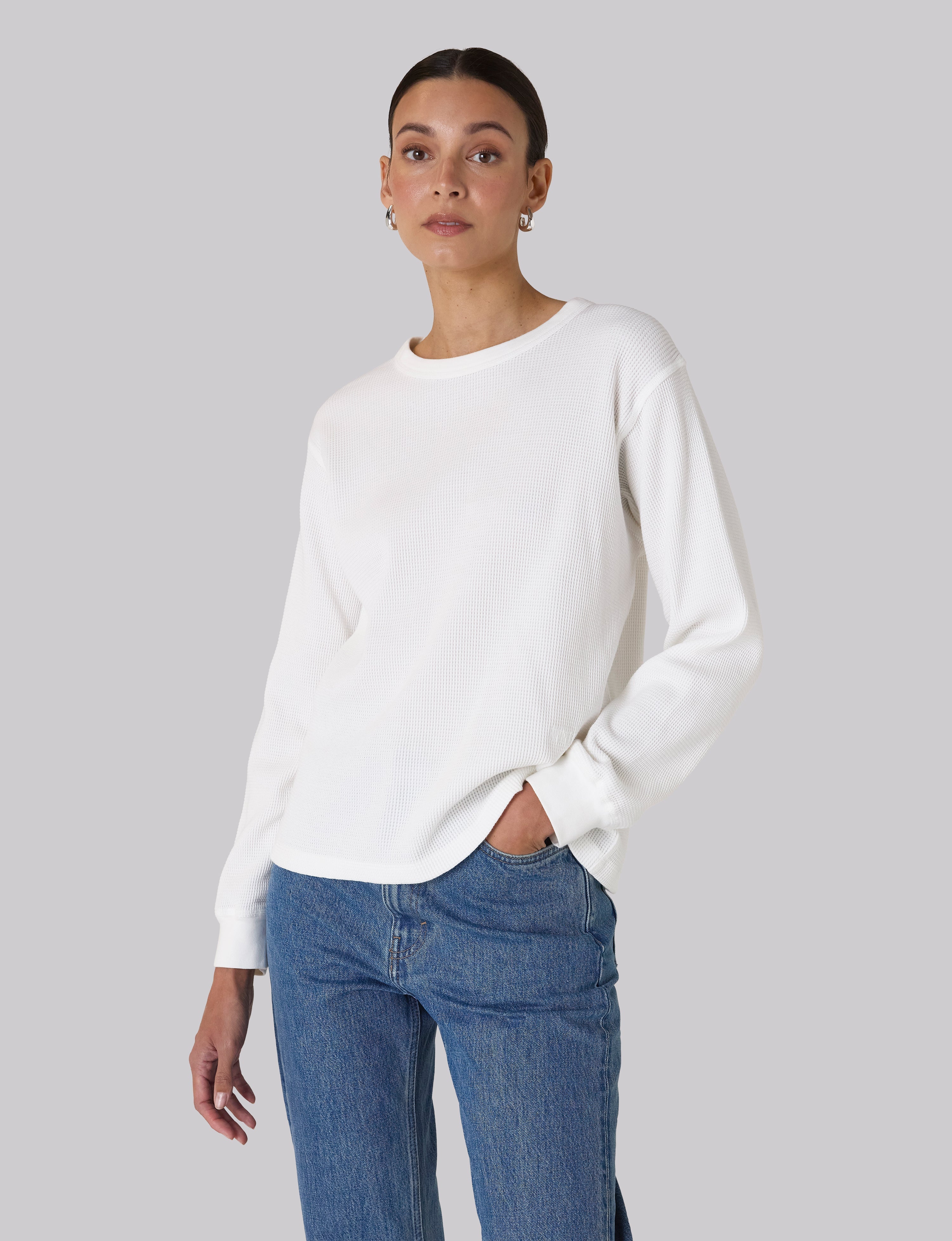 Bessette Top: Waffle Jersey, Off-White Secondary image