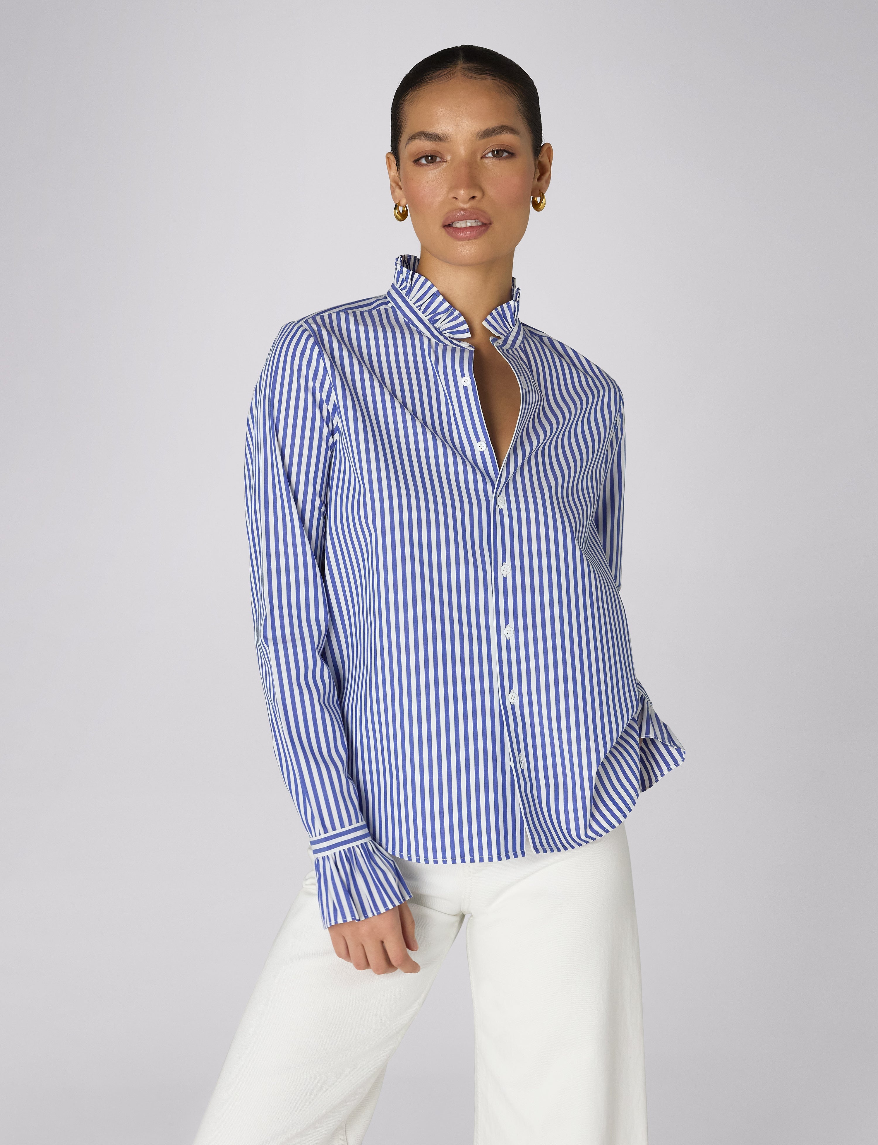 Kew Blouse: Fine Poplin, Royal Blue Stripe Secondary image