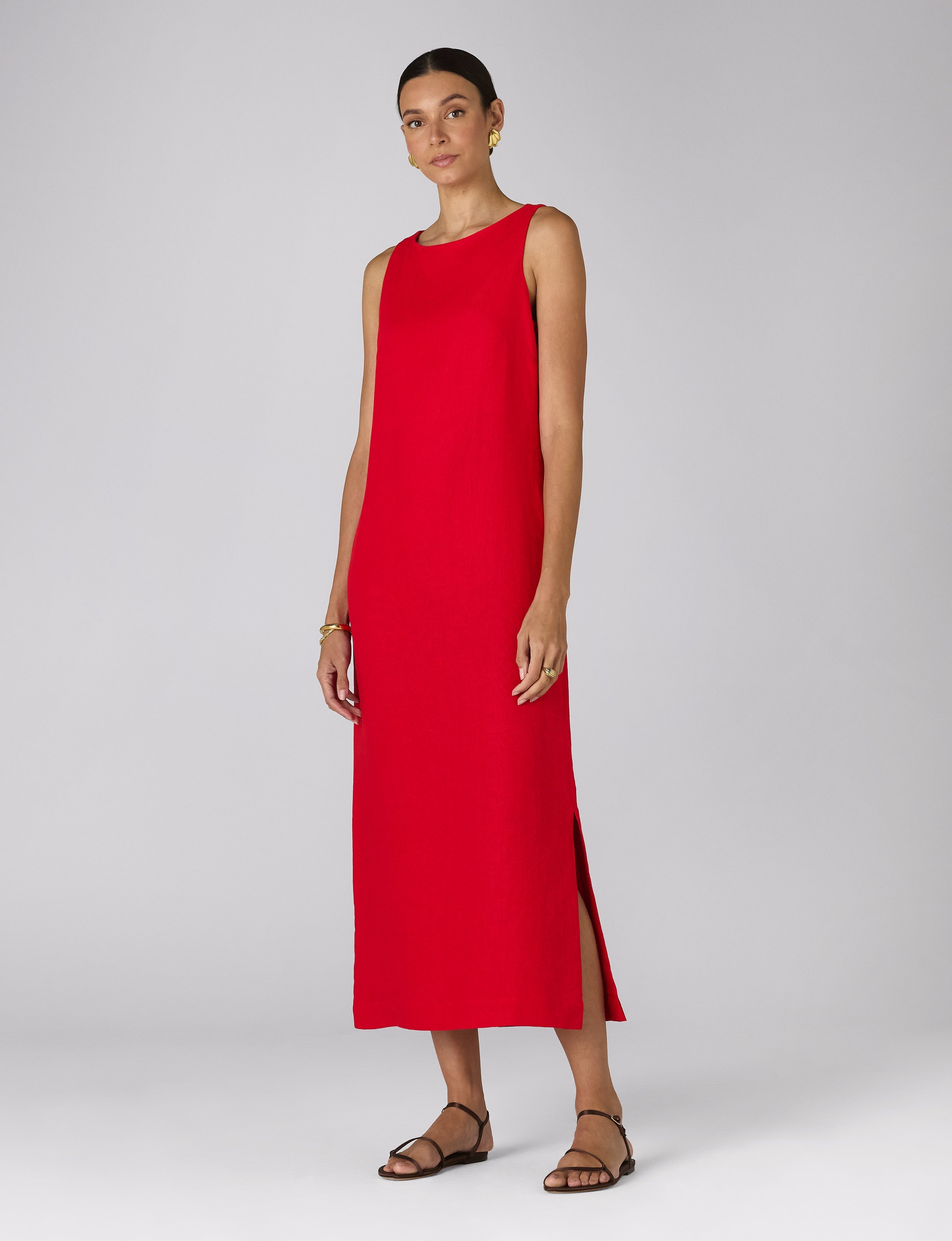 Birley Dress: Linen, Red Secondary image