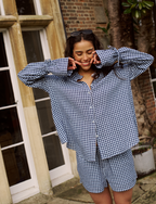 Rye Blouse: Linen, Navy Blue Gingham