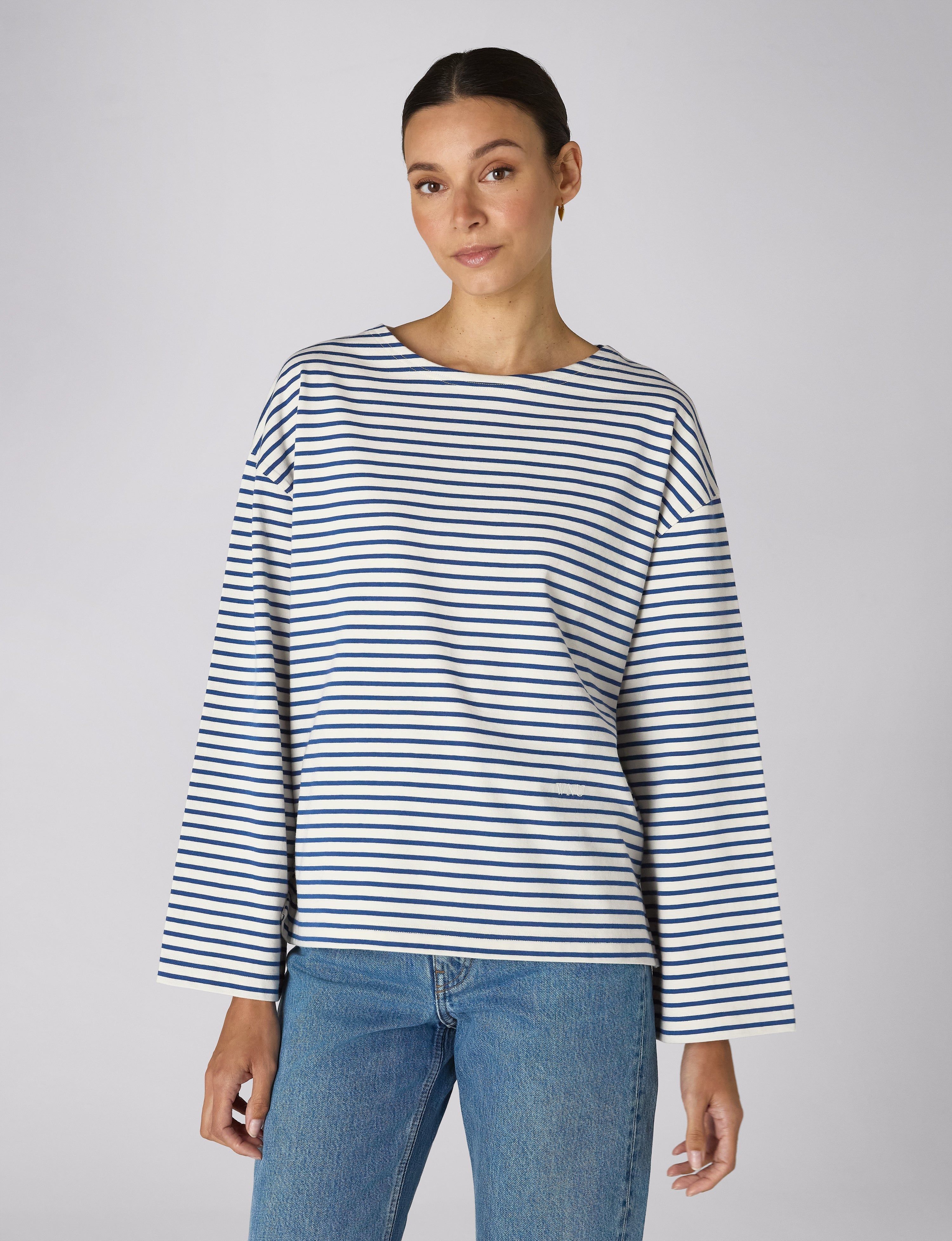 Harbour Breton: Cotton Jersey, Ecru and Blue Stripe Secondary image