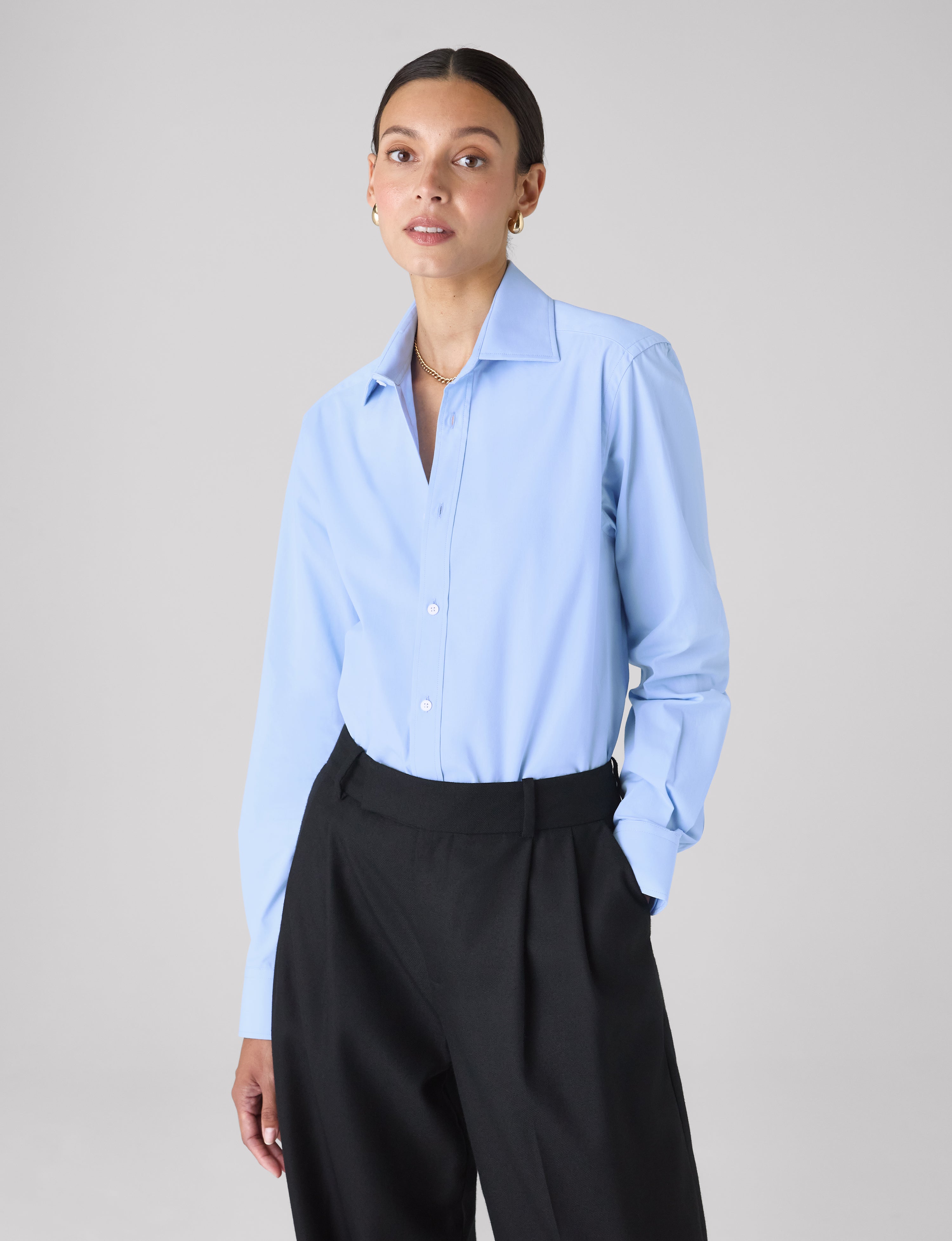 The Boyfriend: Fine Poplin, Sky Blue Secondary image