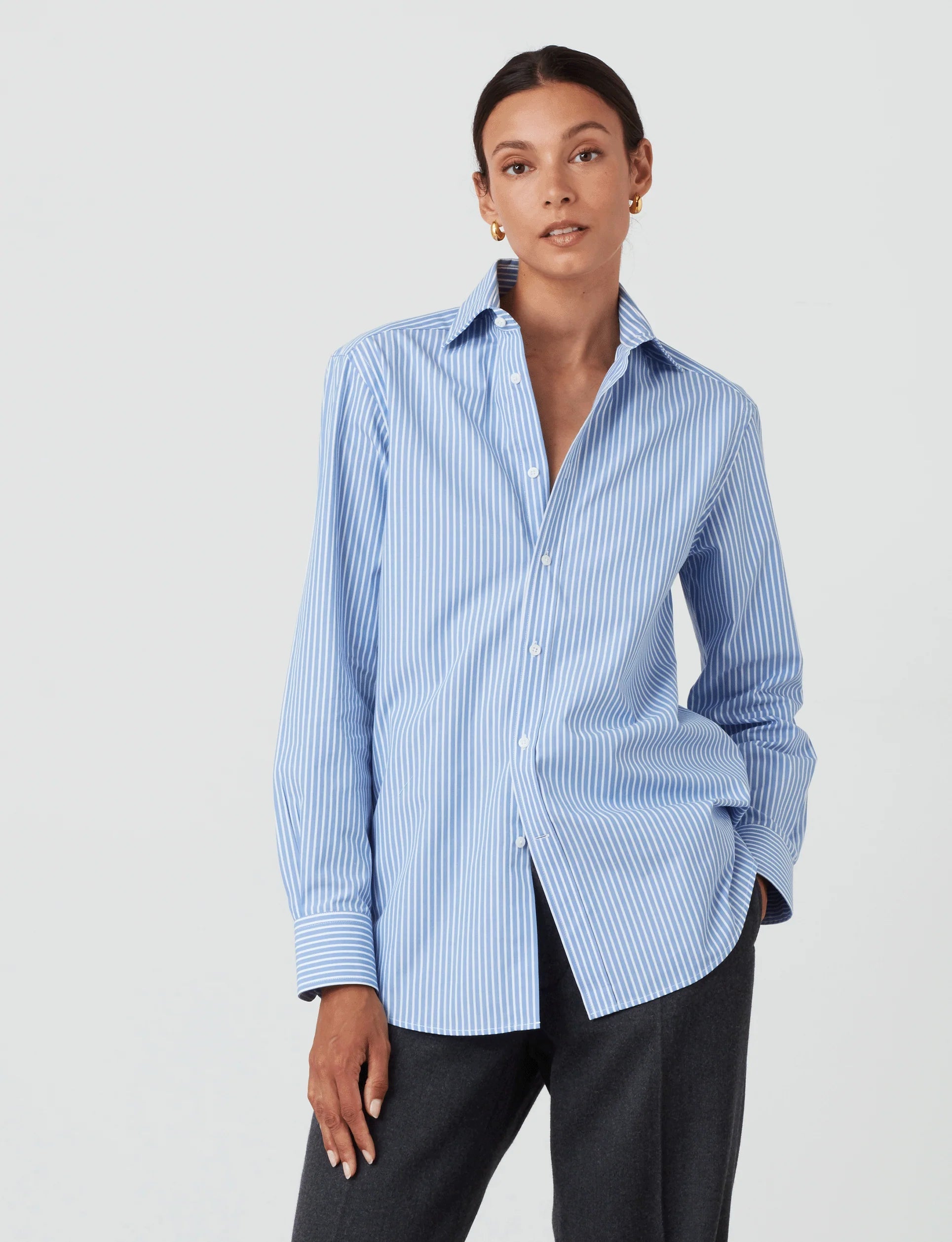 The Boyfriend: Fine Poplin, Inverted Pinstripe Secondary image