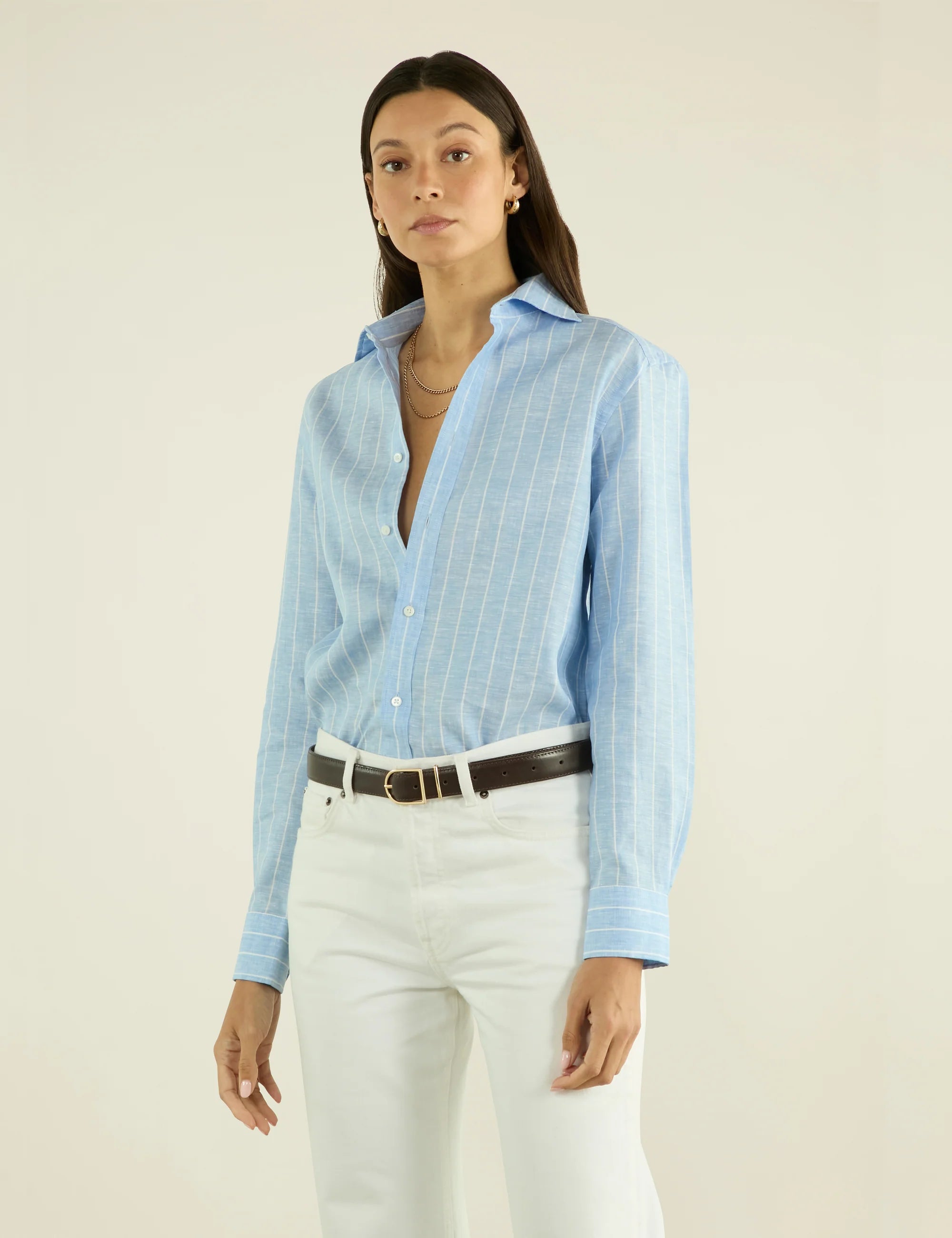 The Boyfriend: Linen, Sky Blue Stripe Secondary image