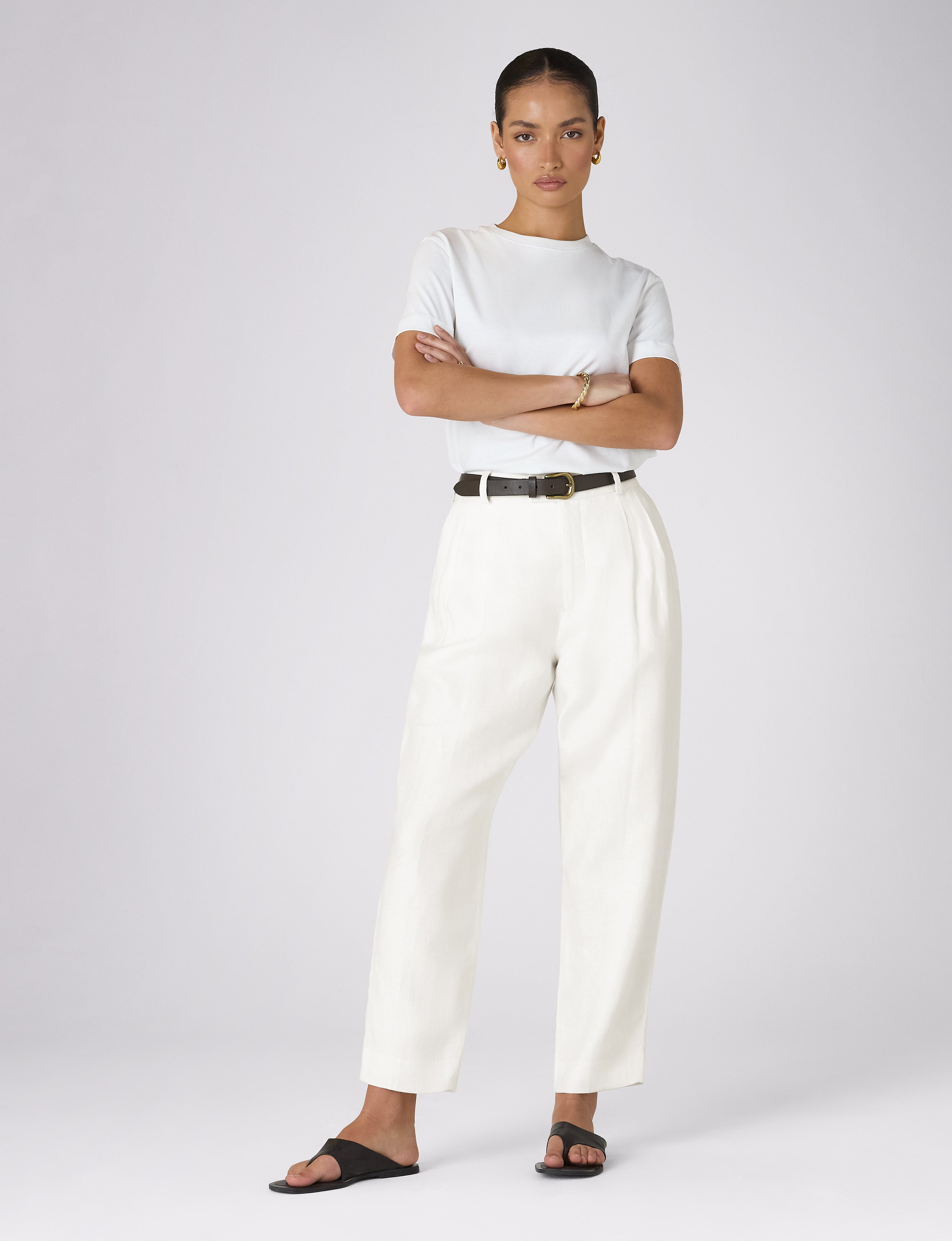 Christy Tapered Trouser: Linen, Ivory Secondary image