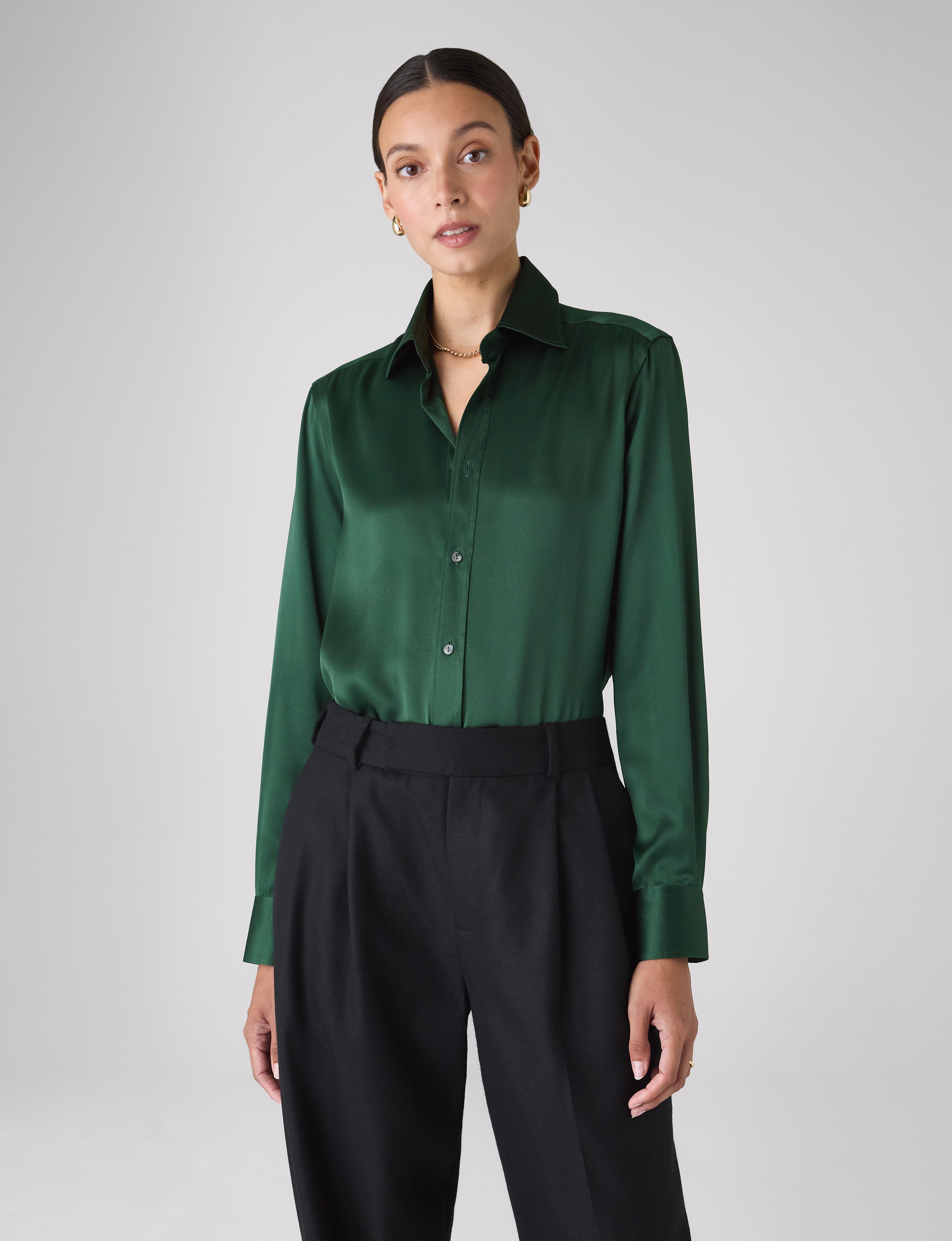The Boyfriend: Silk Satin, Emerald Green Secondary image