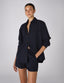 The Set: Seersucker Navy Blue Shirt & Boxer Shorts