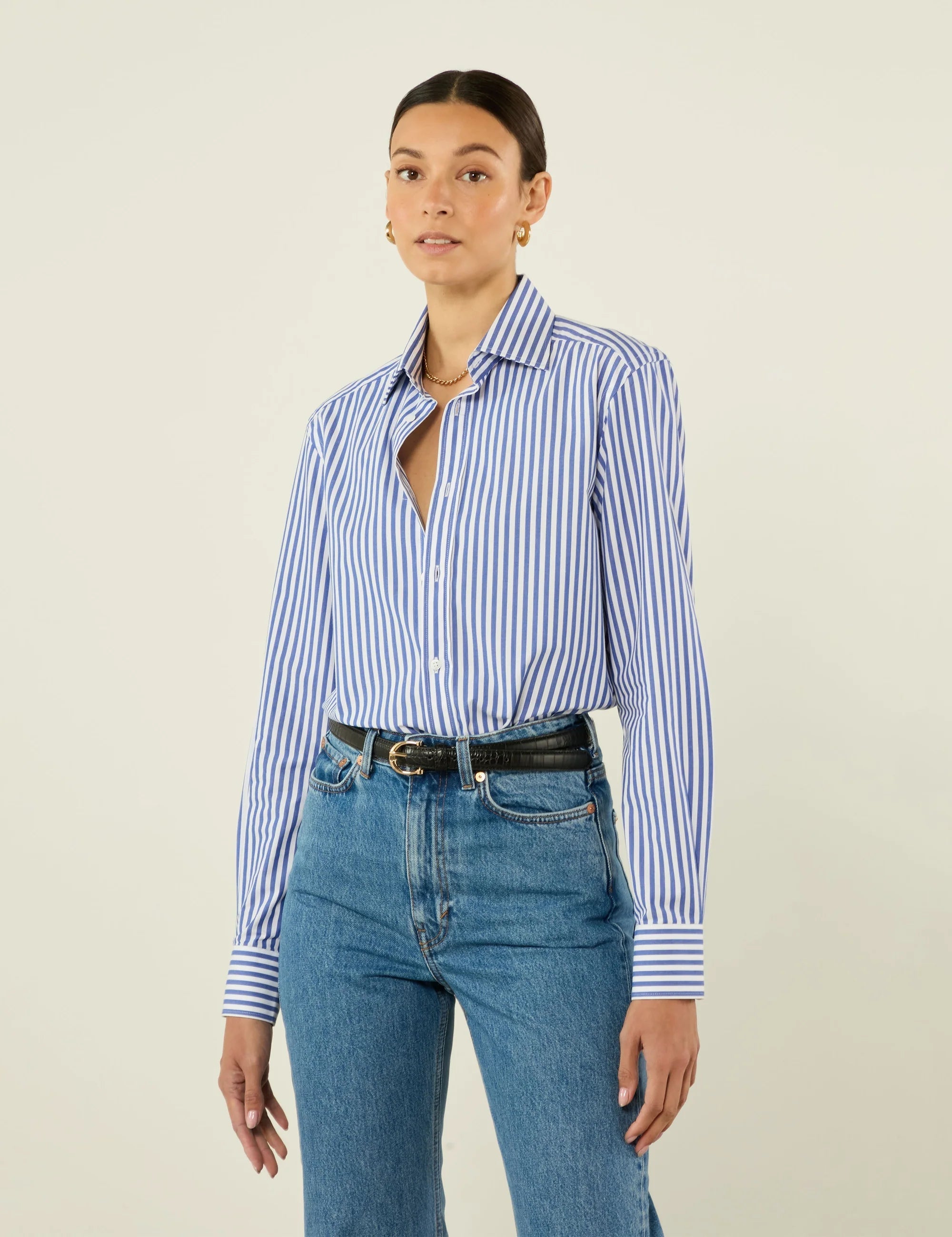 The Boyfriend: Fine Poplin, Royal Blue Stripe Secondary image