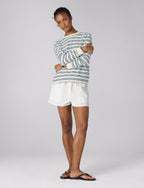 Katergo Top: Cotton Jersey, Icy Blue and Ecru Stripe x Lucy Williams