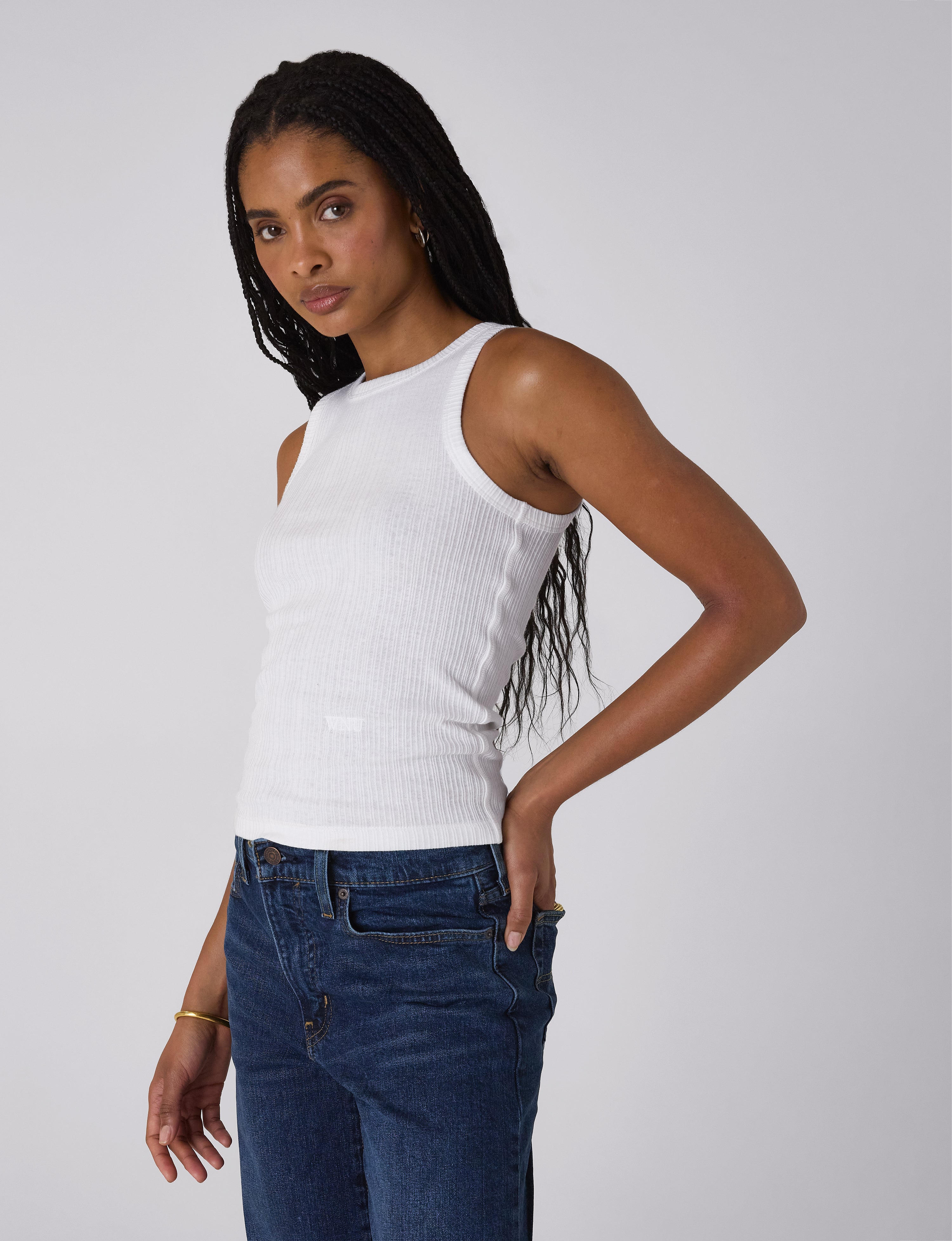 Carnaby Tank: Cotton Textured Rib, Off-White Secondary image