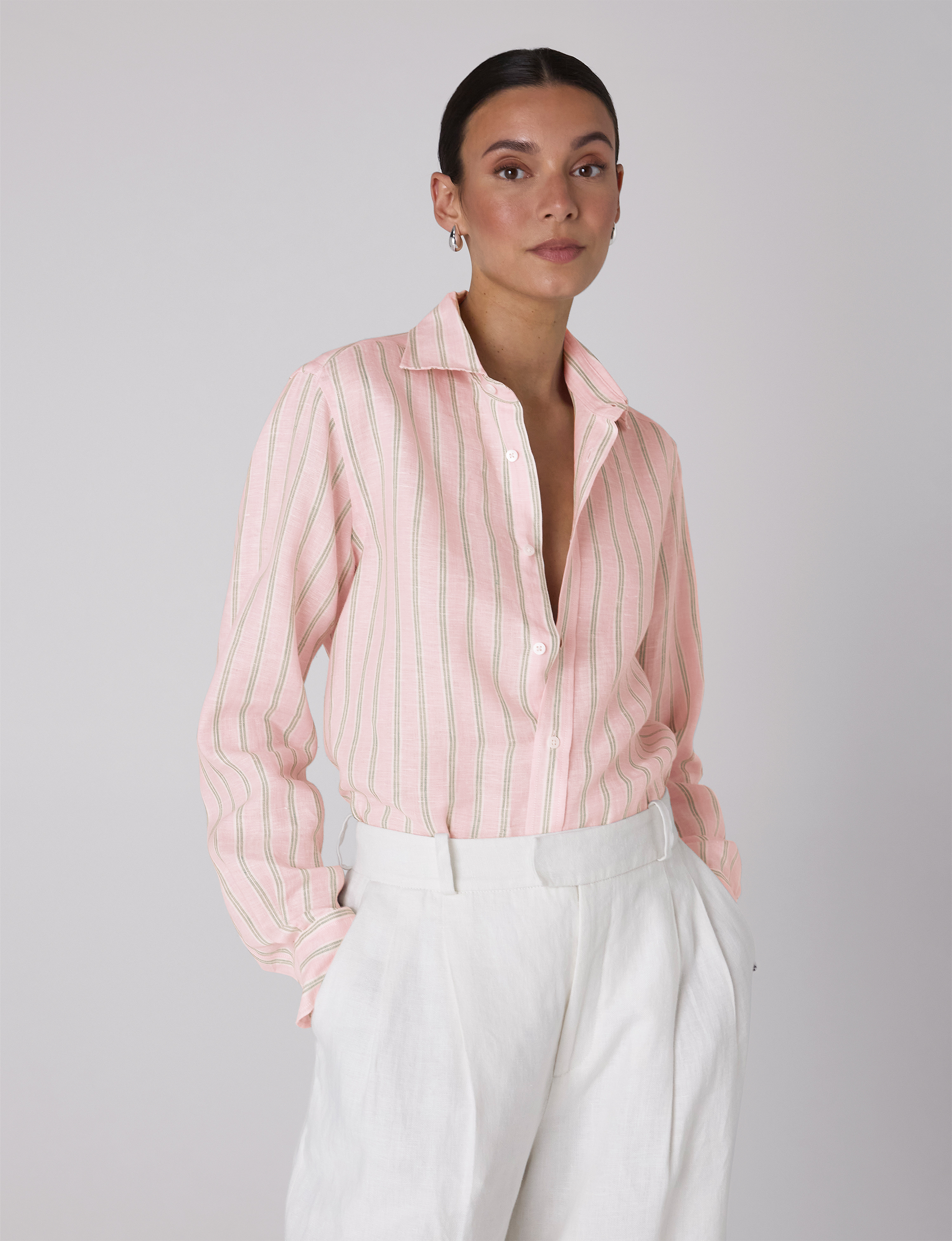 The Boyfriend: Linen, Pink and Green Stripe Secondary image