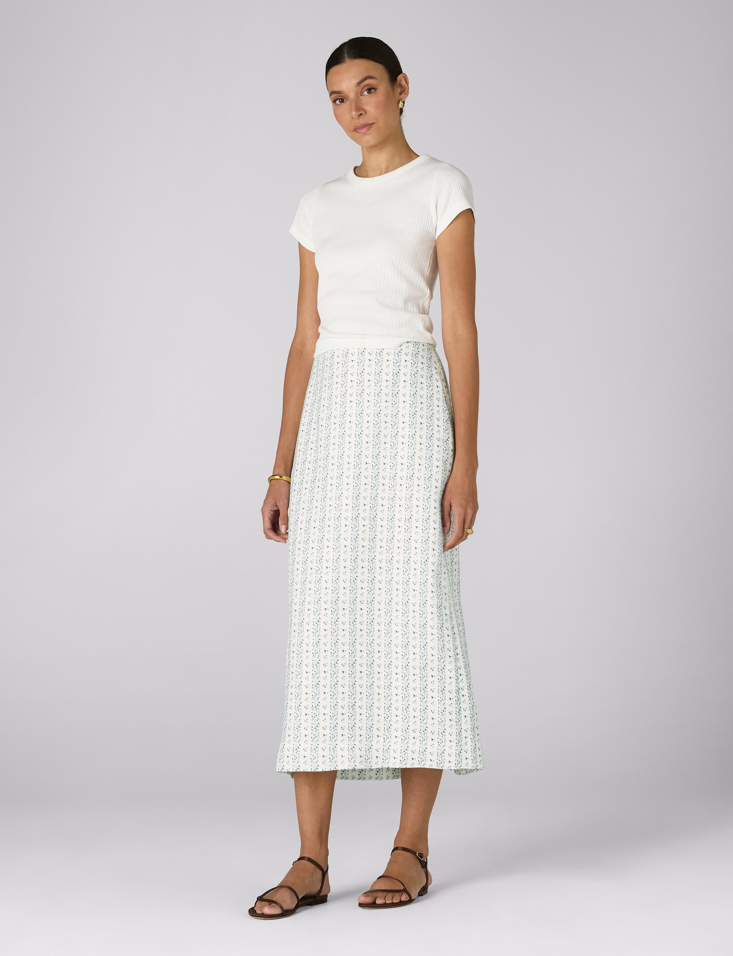 Clara Skirt: Linen, Plum Print Secondary image