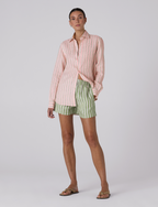 The Boxer: Linen, Green and Pink Stripe