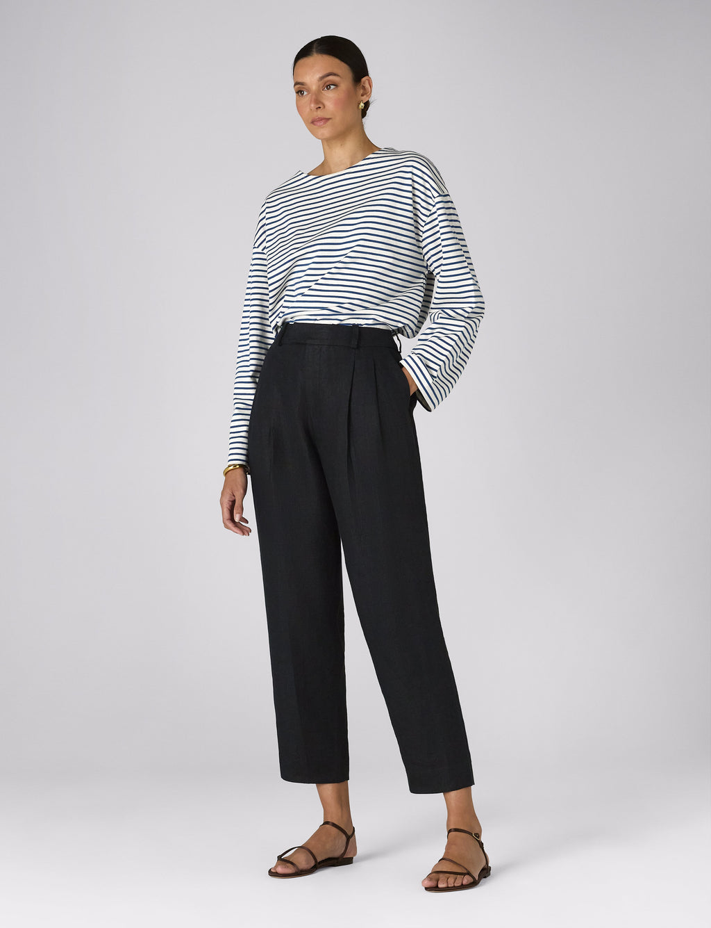 Christy Tapered Trouser: Linen, Black