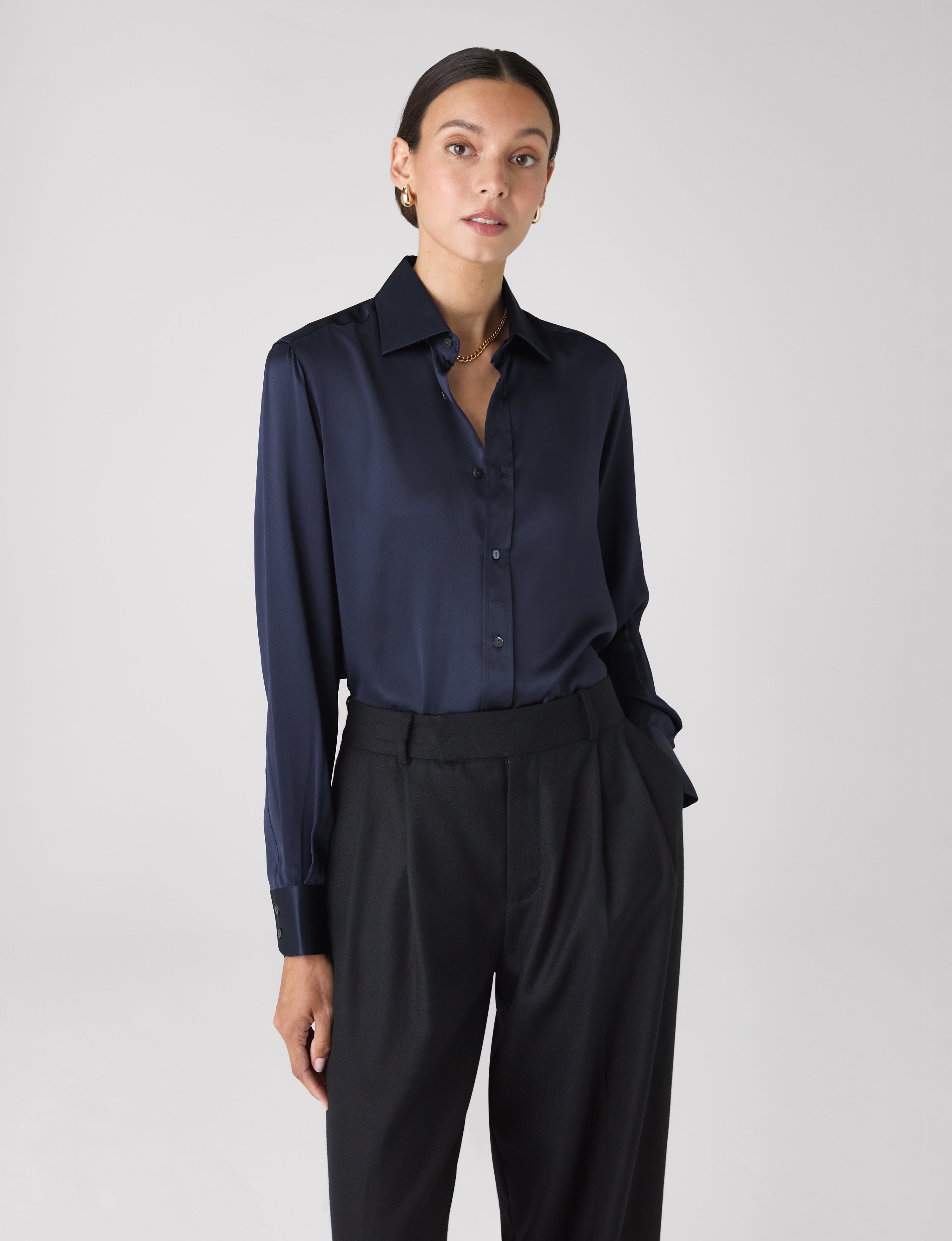 The Boyfriend: Silk Satin, Navy Secondary image