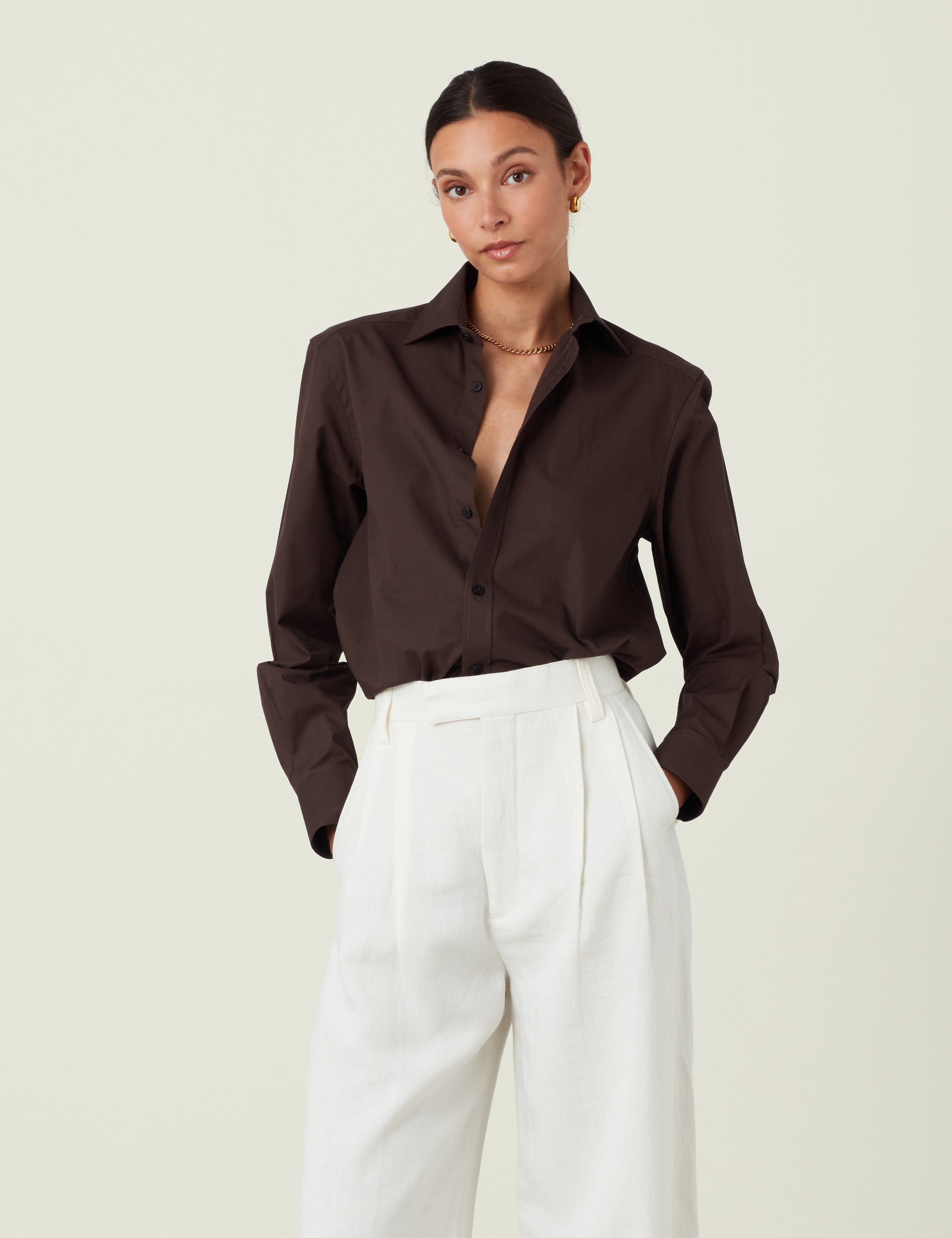 The Boyfriend: Fine Poplin, Chocolate Secondary image