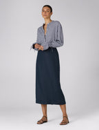 Clara Skirt: Linen, Navy Blue