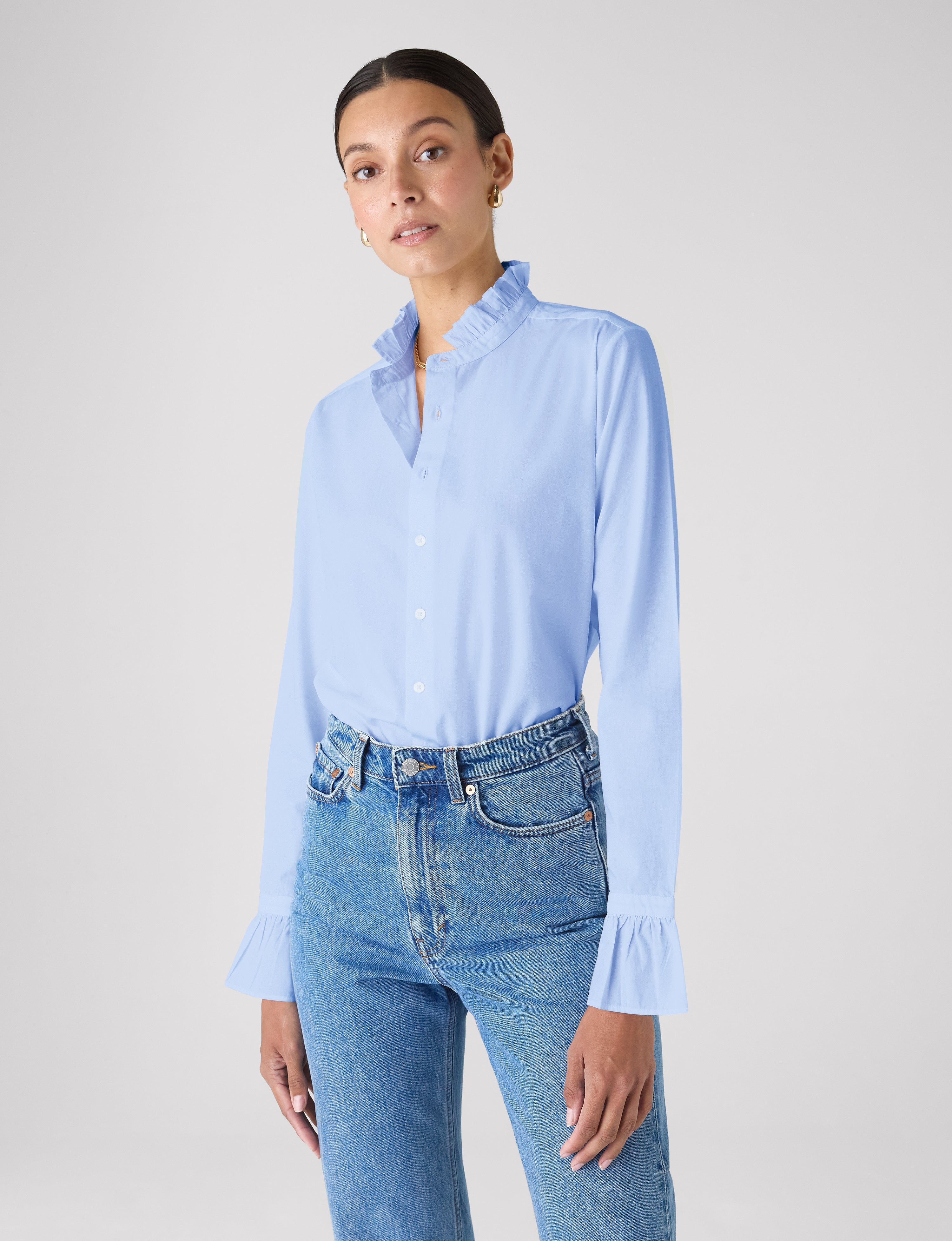 Kew Blouse: Fine Poplin, Sky Blue Secondary image