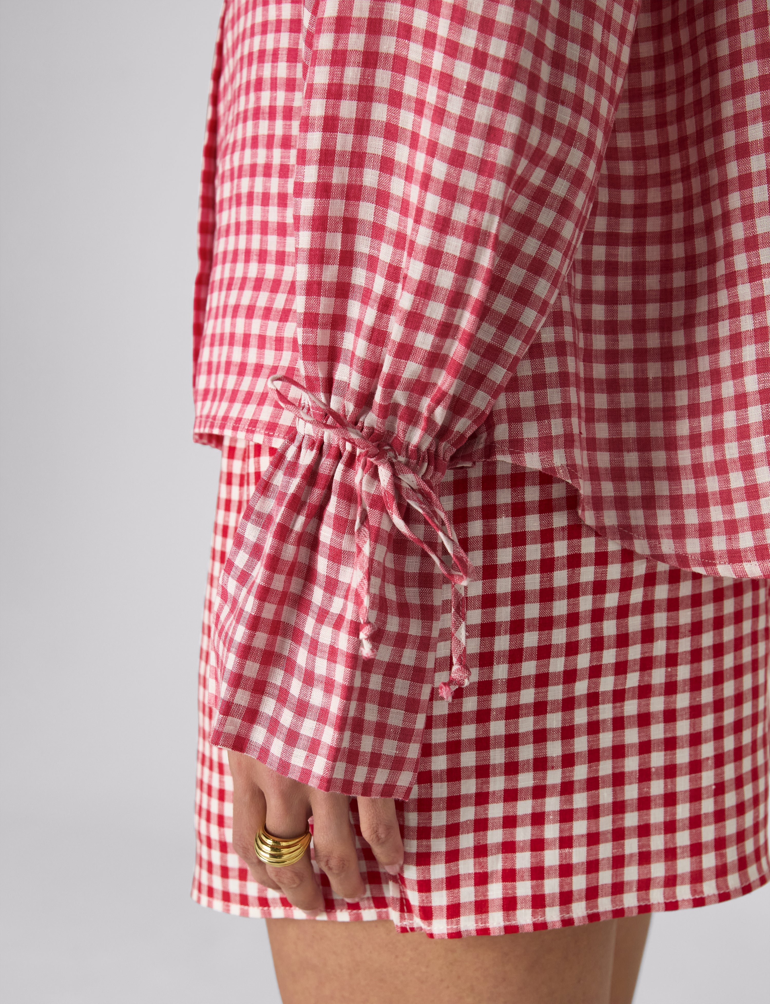 MuteThread The Set: Linen Blouse & Court Short, Post Box Red Gingham Secondary image