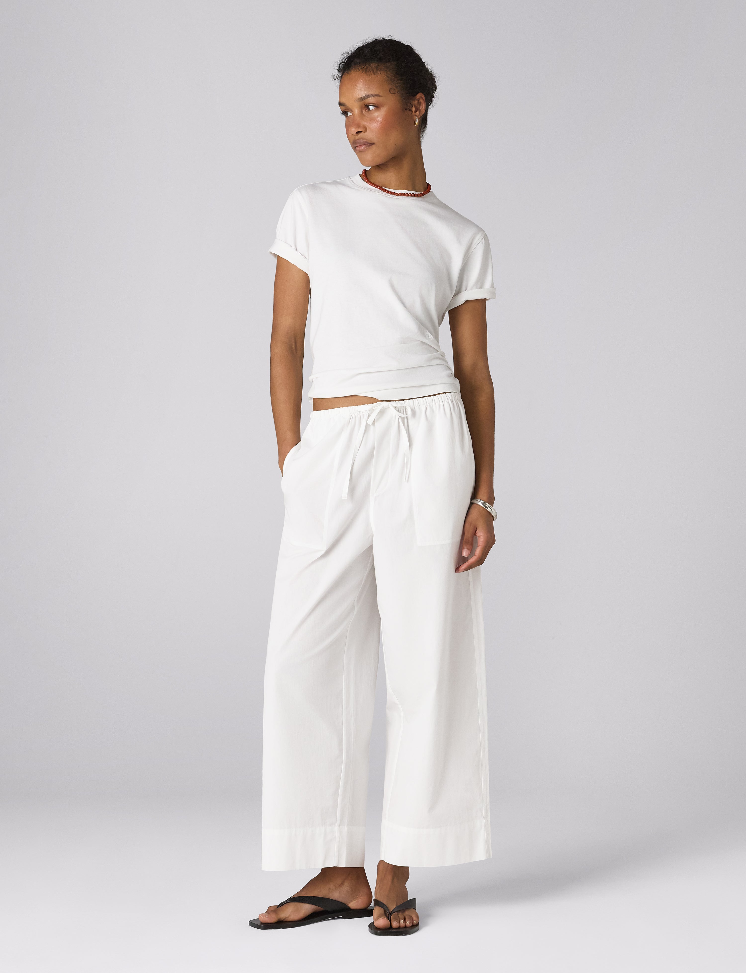 MuteThread Sifnos Trousers: Fine Poplin, White Secondary image