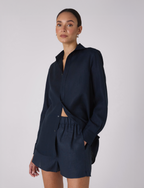 The Set: Linen Navy Blue Shirt & Boxer