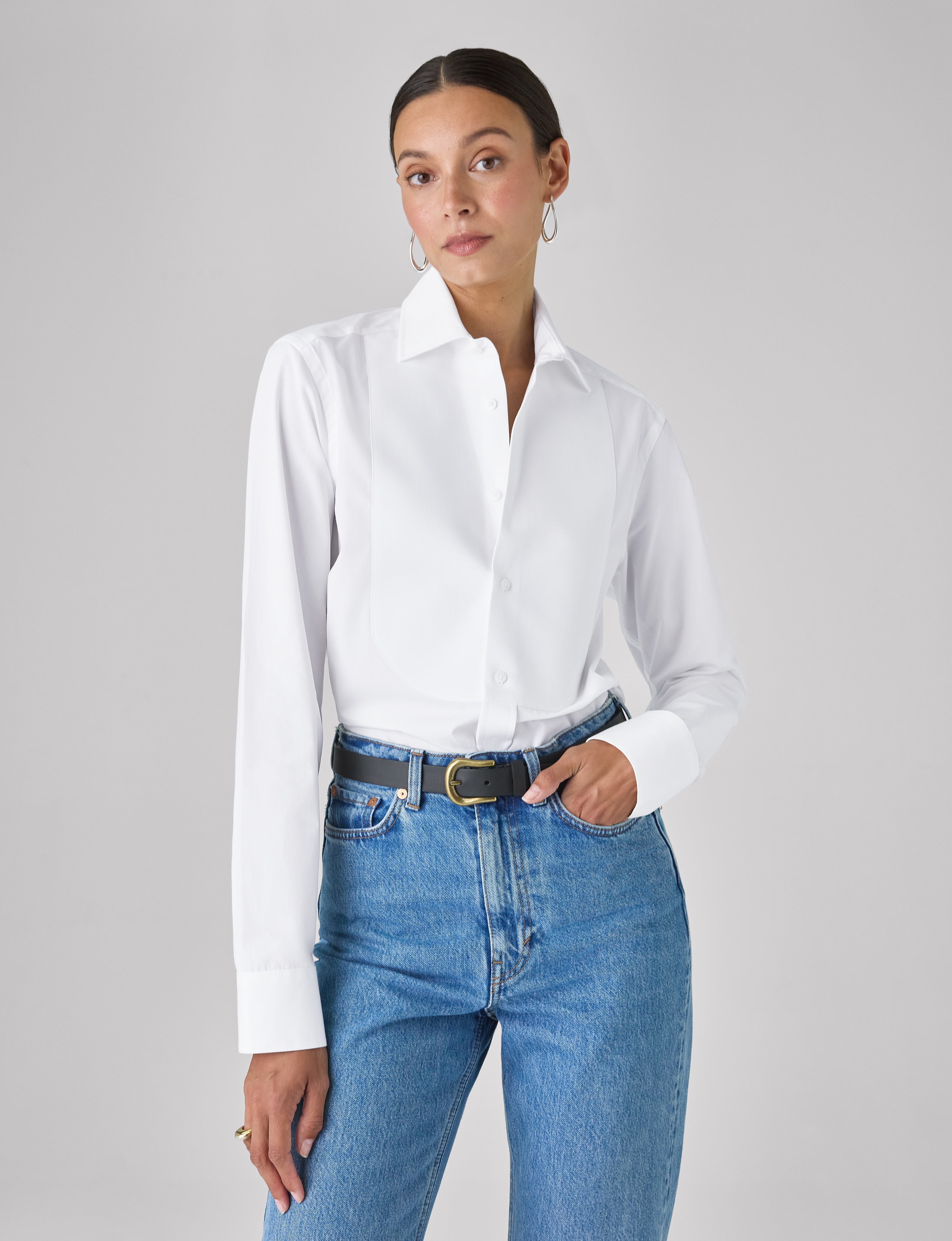The Dress Shirt Curved Bib: Poplin, White Secondary image