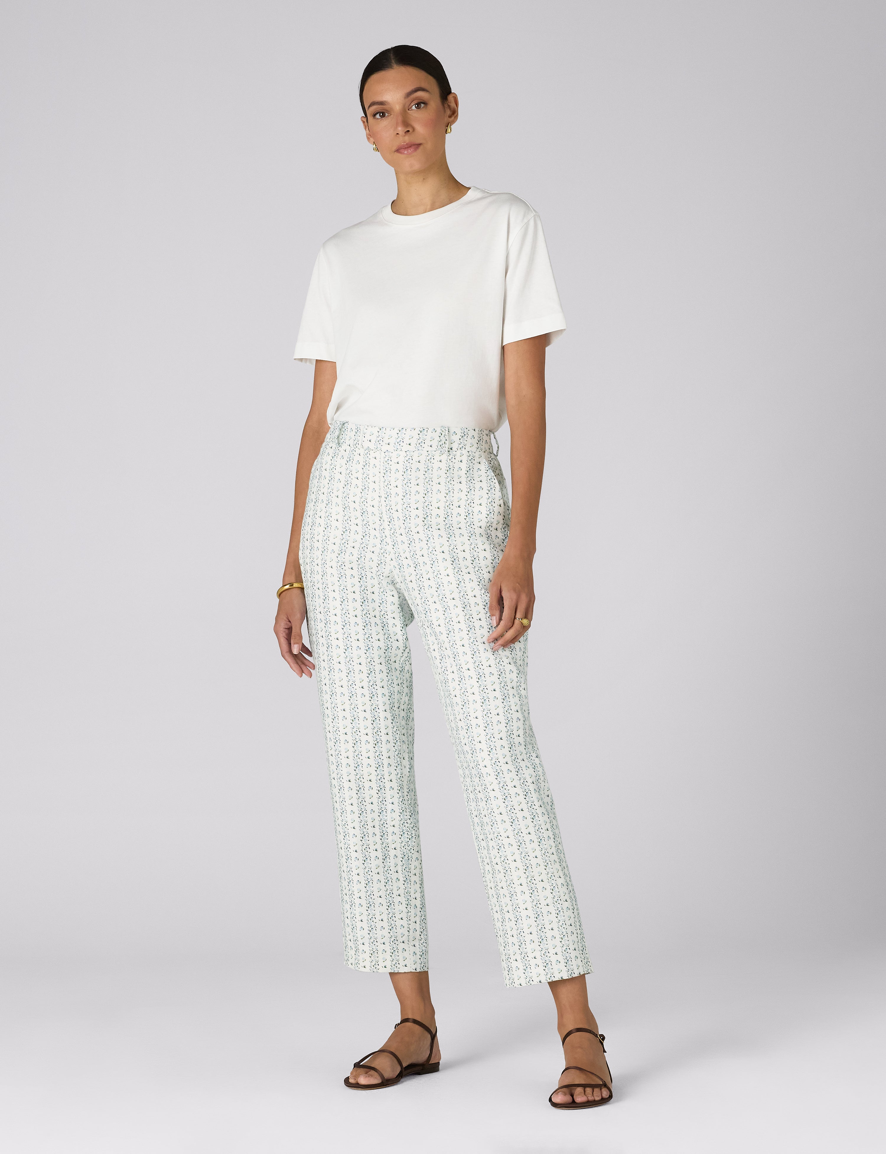 Regent Cigarette Trouser: Linen, Plum Print Secondary image