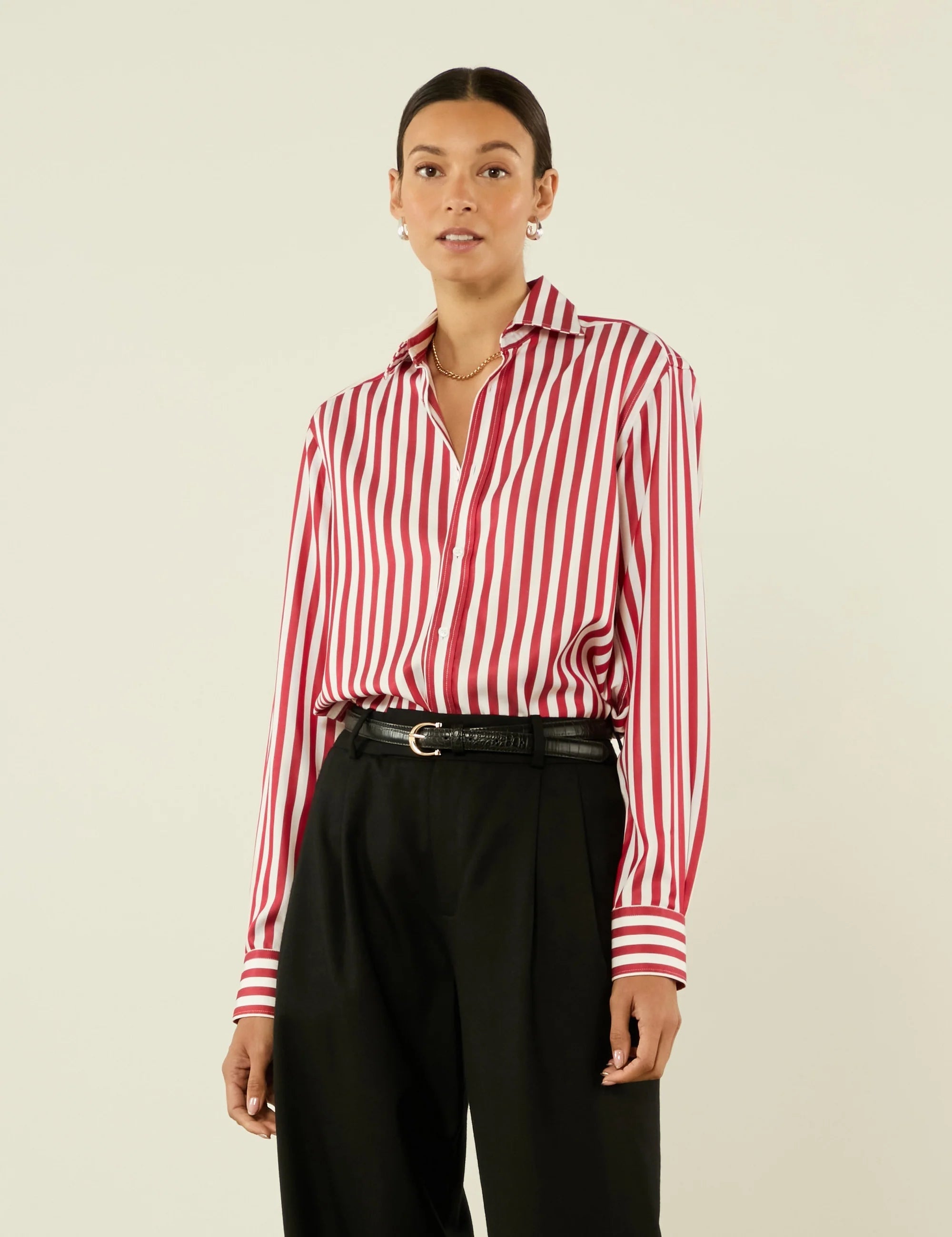 The Boyfriend: TENCEL™ Lyocell, Maple Red Stripe Secondary image