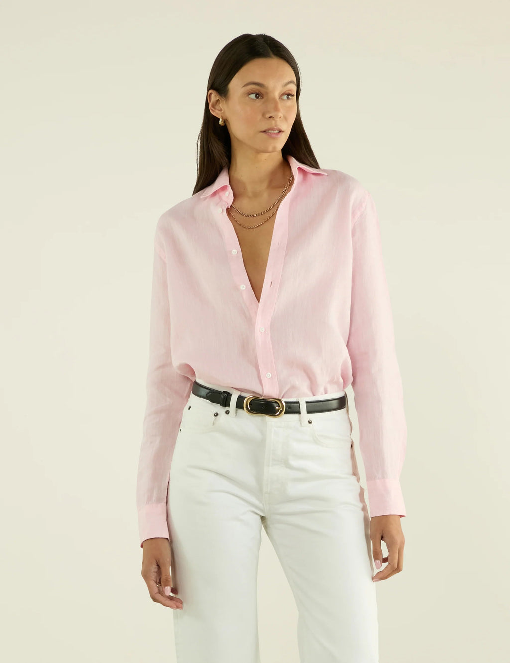 The Boyfriend: Linen, Grapefruit Pink