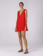 Sloane Dress: Linen, Red